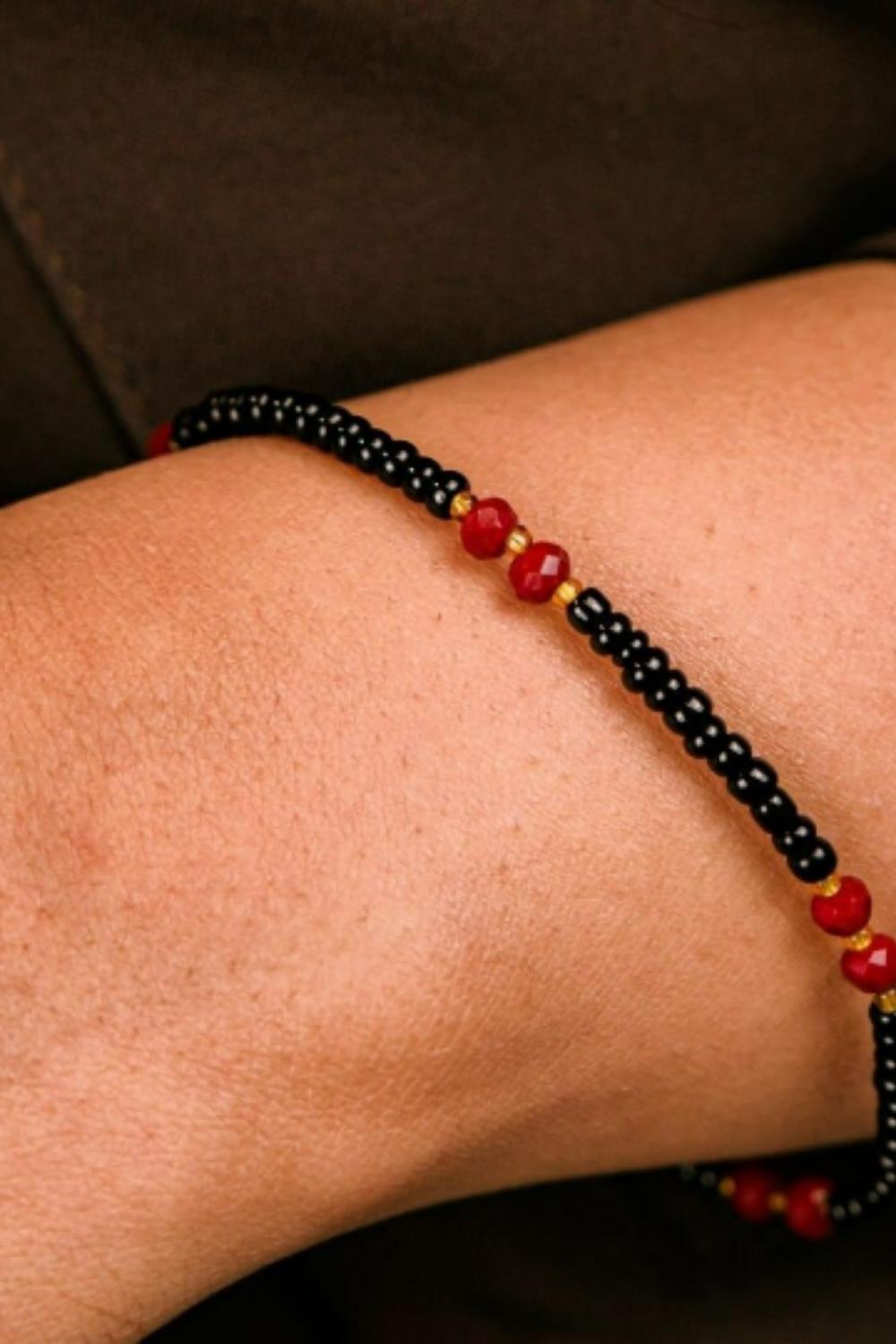 Red Beaded Nazar Mangalsutra Bracelet, Image 1 of 1