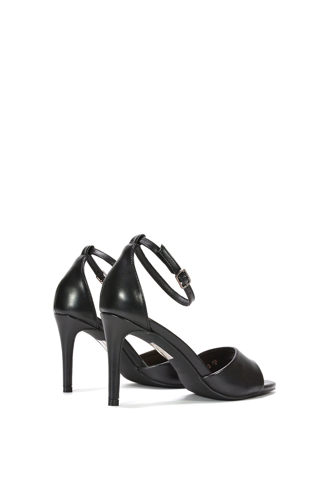 Black Stiletto Heel Open Toe Sandals With Ankle Strap, Image 4 of 6