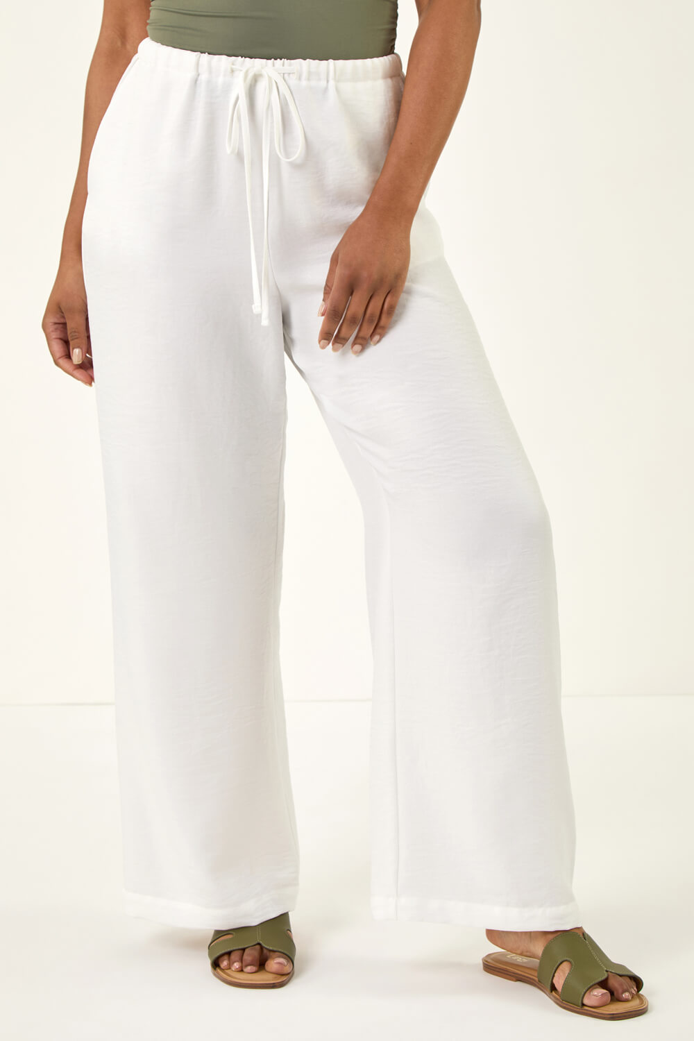 White Petite Pull On Woven Trouser, Image 5 of 5