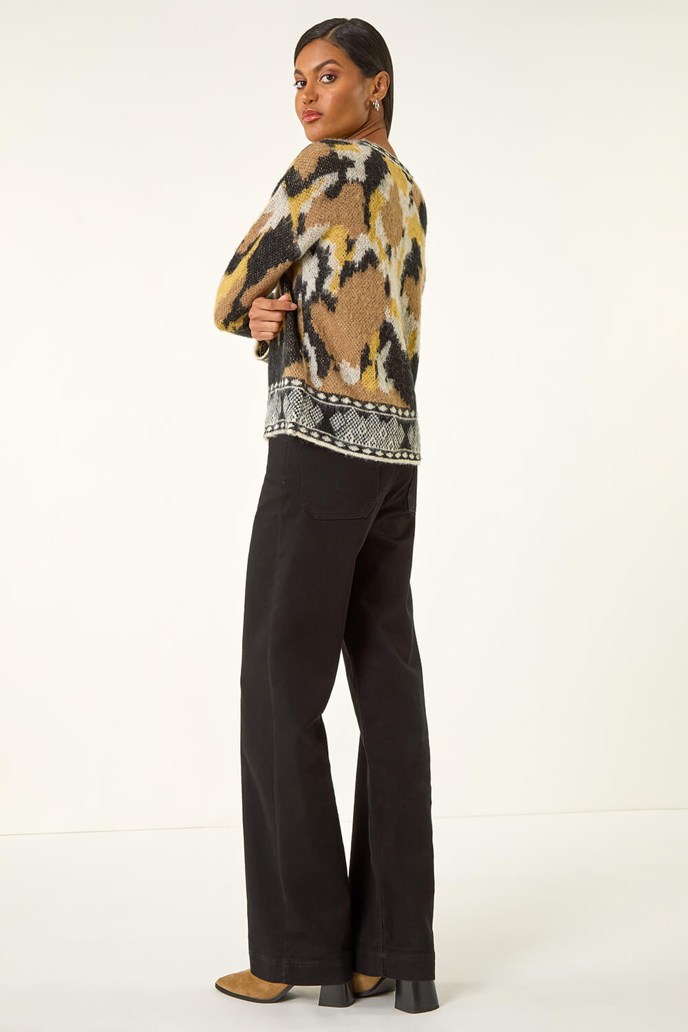 Black Abstract Jacquard Knit Jumper, Image 4 of 5
