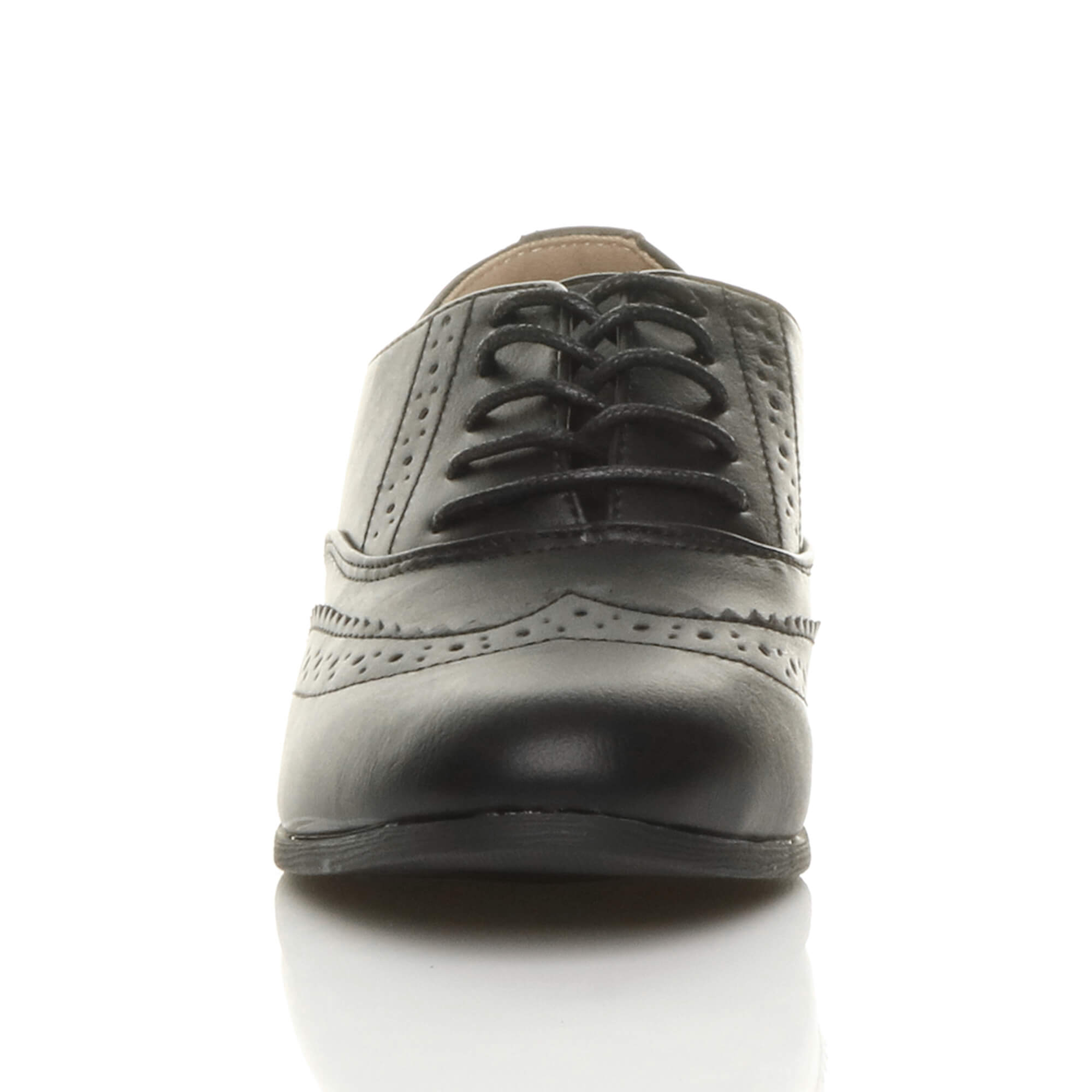 Black AJVANI Black Flat Lace Up Oxfords Brogues, Image 6 of 6