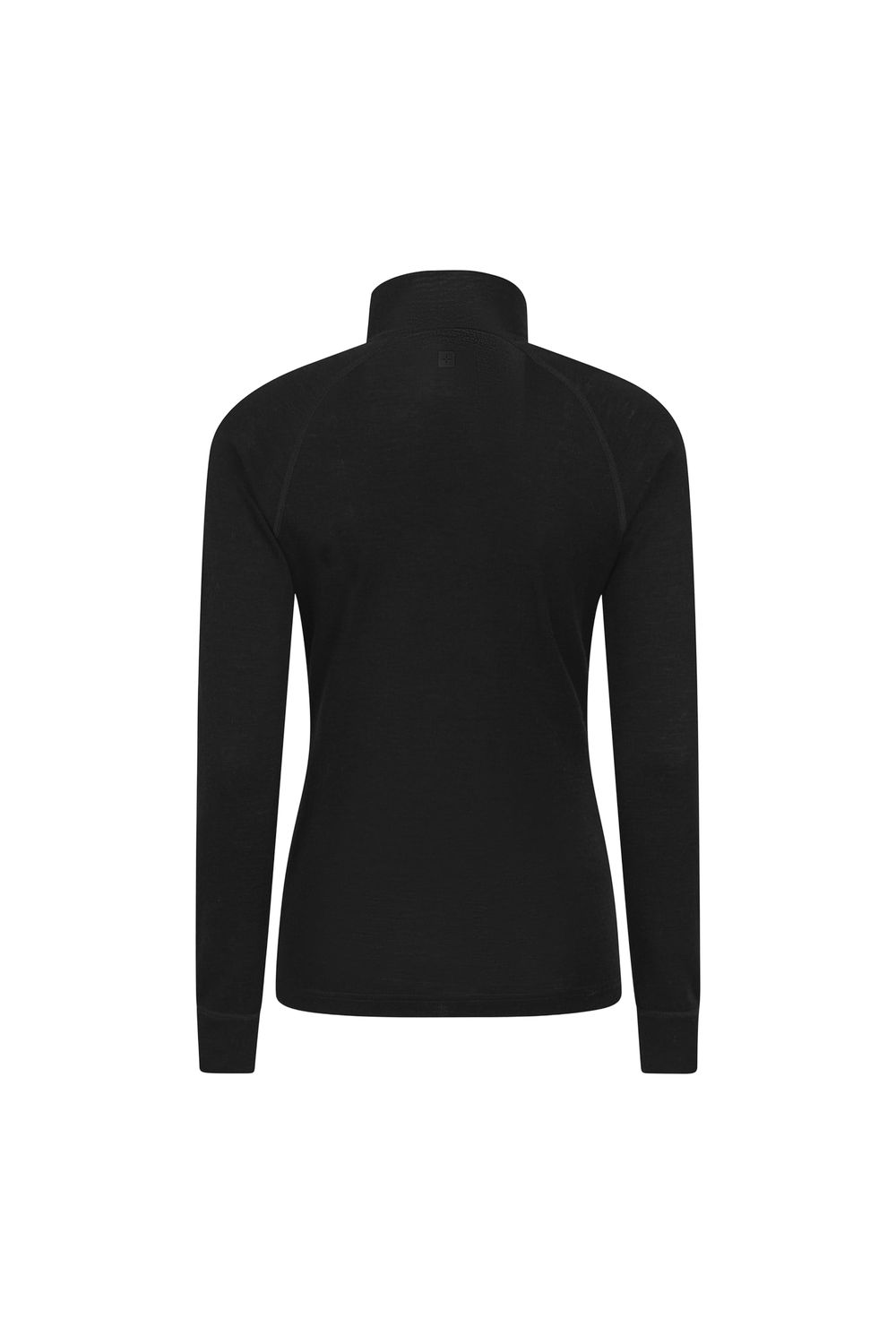 Black Merino Wool Zip Neck Thermal Top, Image 2 of 4