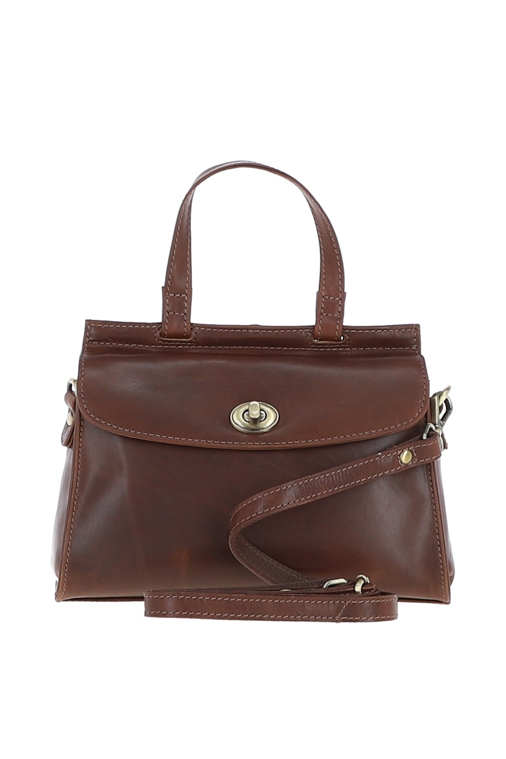 Brown Medium Real Leather Grab Bag, Image 1 of 4