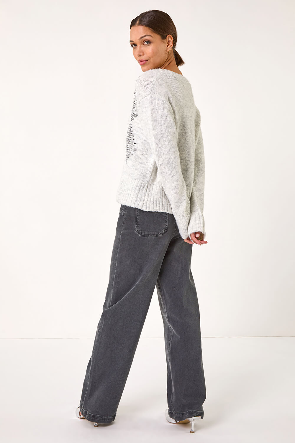 sequined v-neck jumper