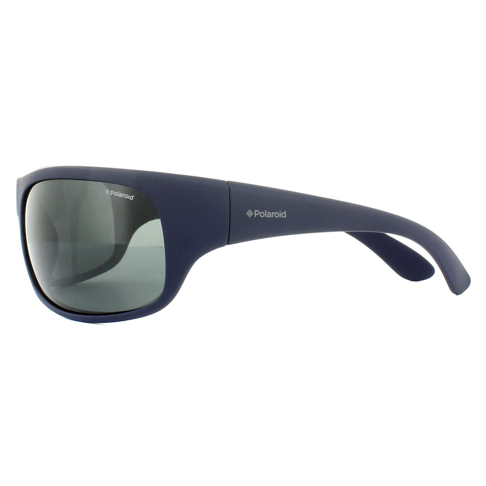 Blue Sport Wrap Matt Dark Blue Grey Polarized Sunglasses, Image 3 of 4
