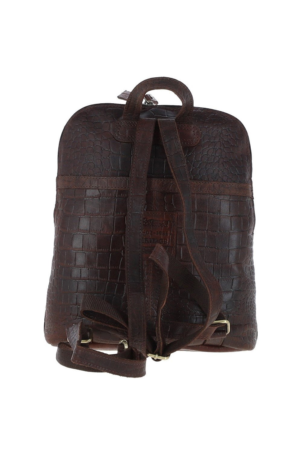Brown 'Bonfanti' Croc Print Real Leather Mini Backpack, Image 3 of 3