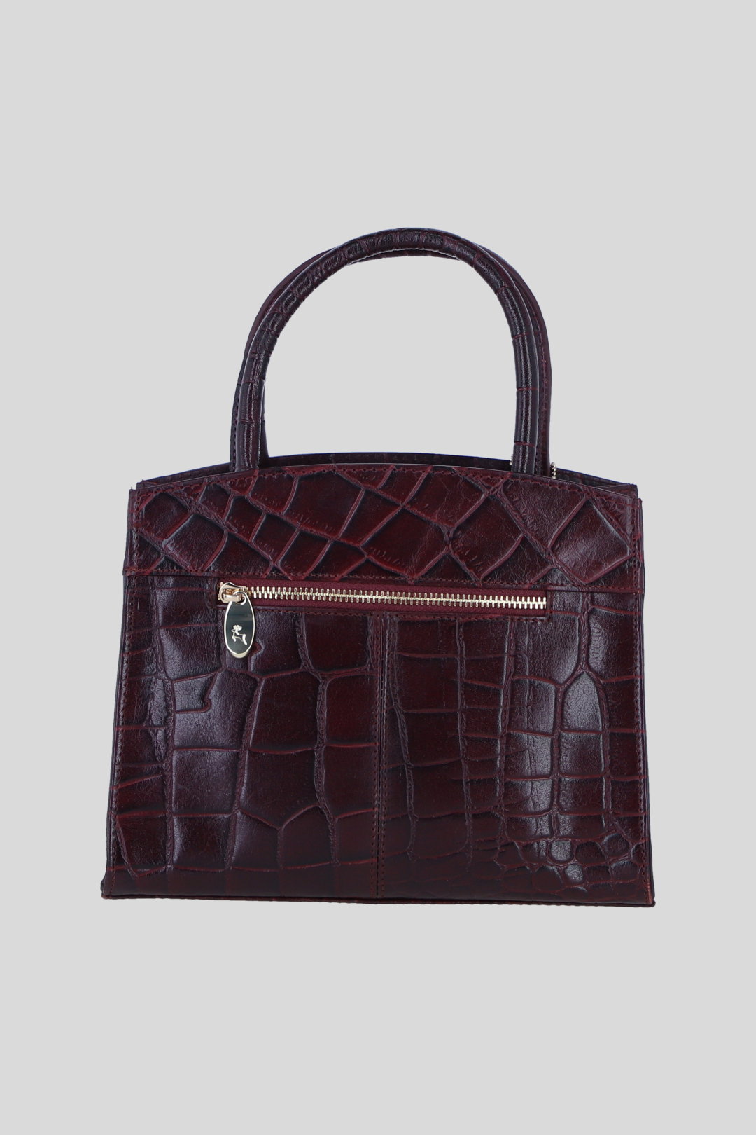 Wine Genuine Leather Structured Handbag with Detachable Crossbody Strap, Image 3 of 4