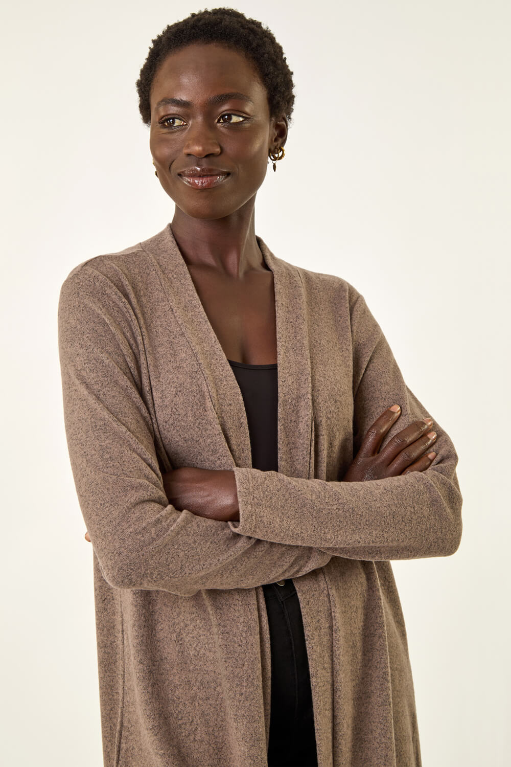 Longline Cardigan in Beige