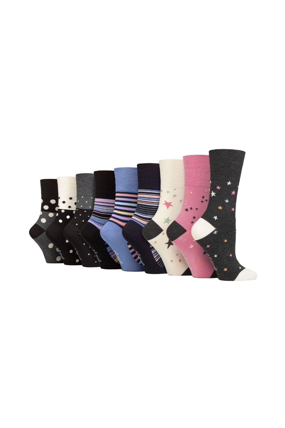 Charcoal 9 Pairs NON ELASTIC Soft Bamboo Socks, Image 1 of 3