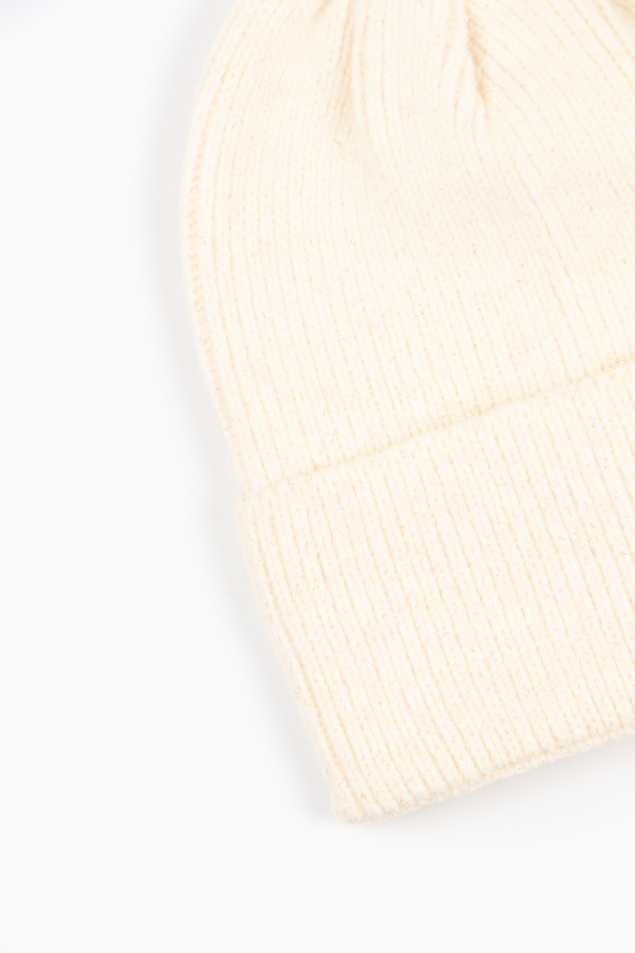 Cream Glitter Knitted Winter Beanie Hat, Image 3 of 3