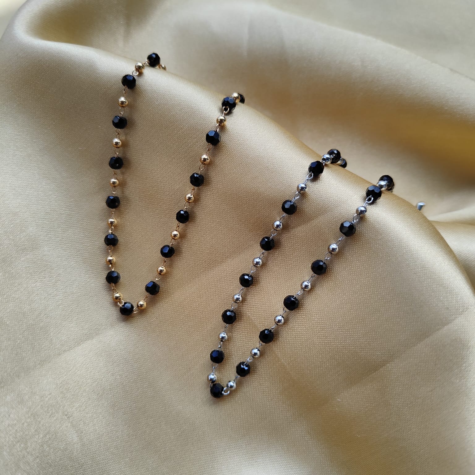 Gold Crystal Beads Mangalsutra Nazaria Bracelet, Image 2 of 3
