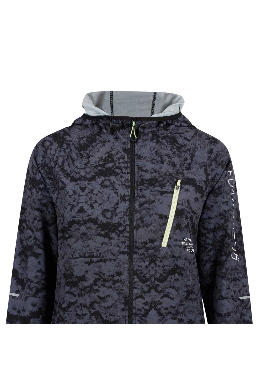 Black Patterned Slim Hooded Jacket, Image 3 of 3