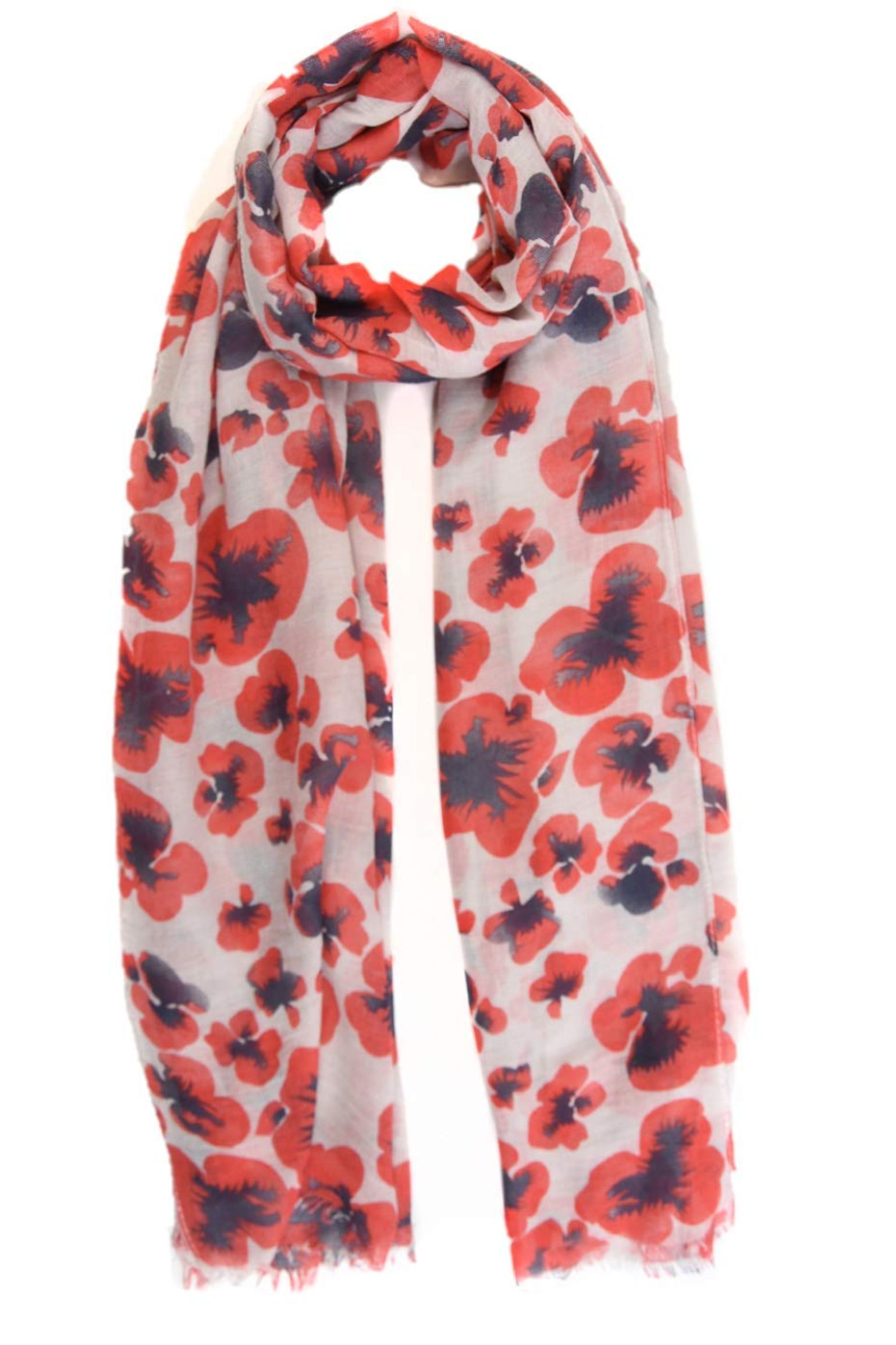 Red Poppy Floral Lightweight Scarf, Image 3 of 3