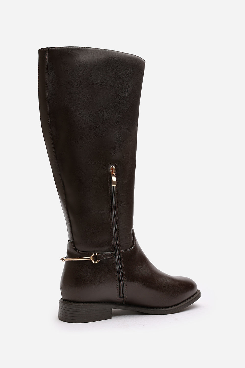 Dark Brown 'Nyla' Knee High Boots With Low Flat Heel, Image 5 of 7