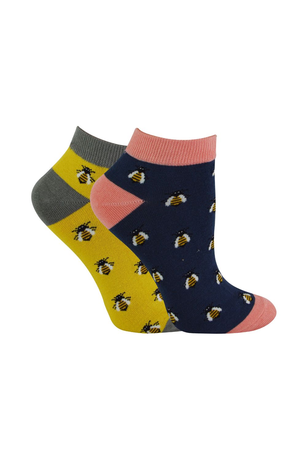 Navy 2 Pairs Breathable Bamboo Trainer Socks, Image 1 of 3