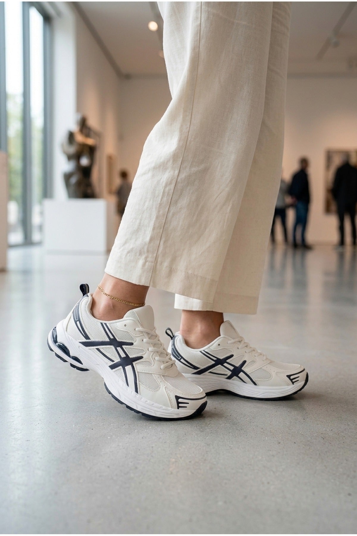 White iKrush White Constance Mixed Media Panelled Trainers, Image 5 of 5