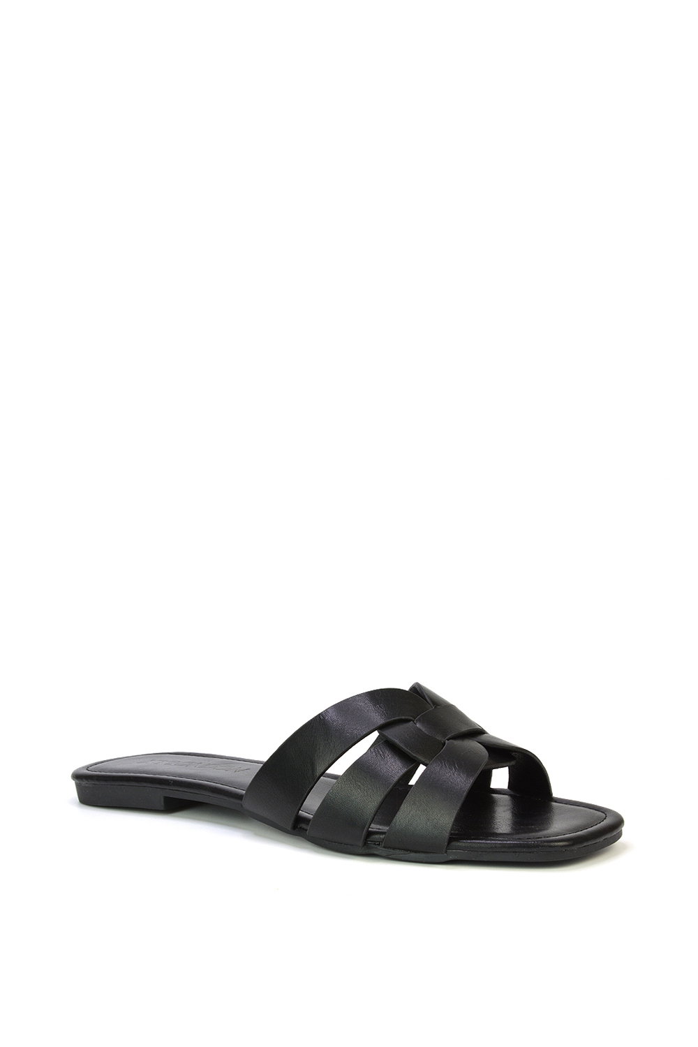Black XY LONDON Black 'Luci' Strappy Slider Sandals With Square Toe, Image 2 of 5