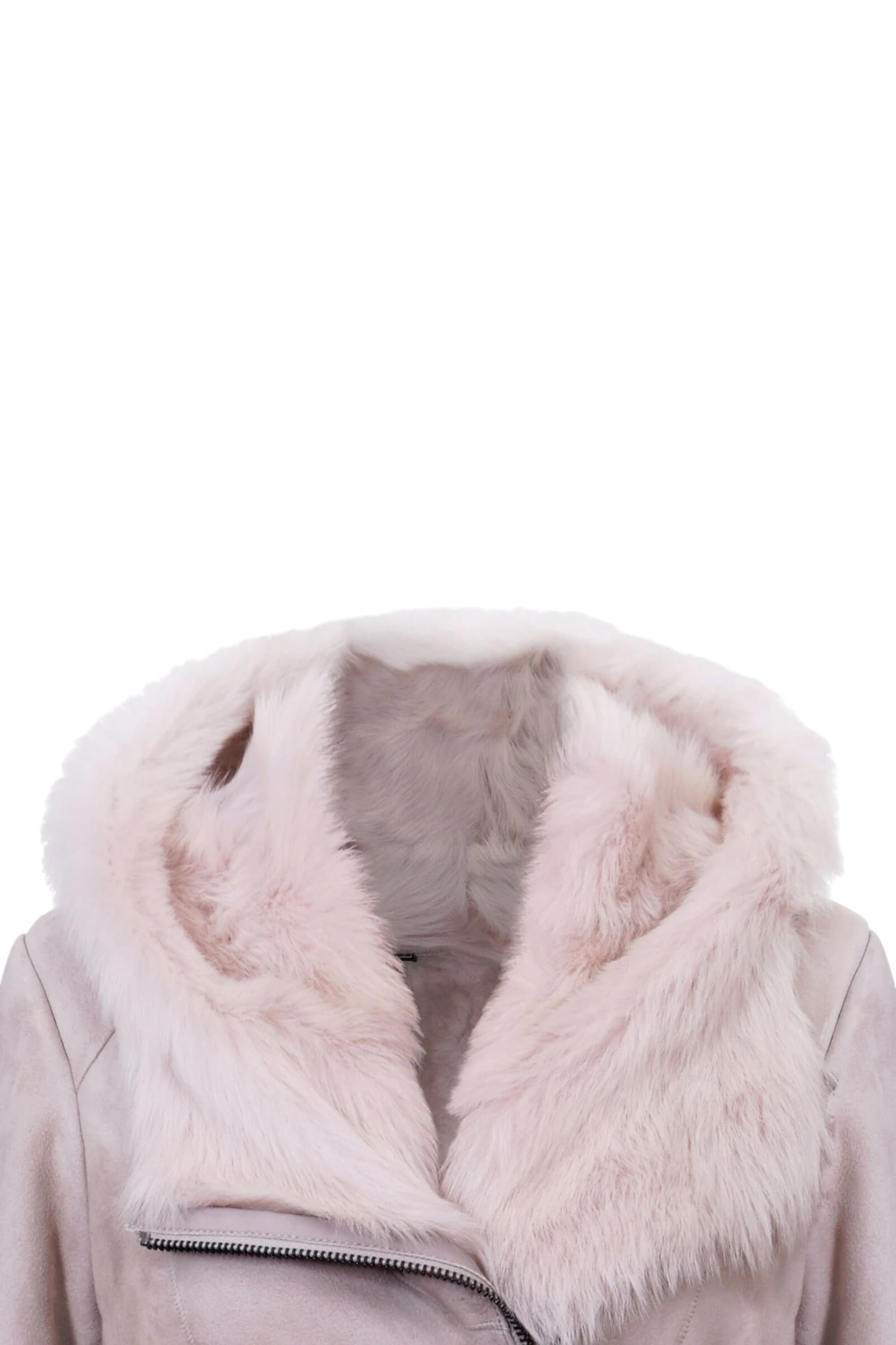 Grey Womens Suede Merino Sheepskin Coat, Image 4 of 4