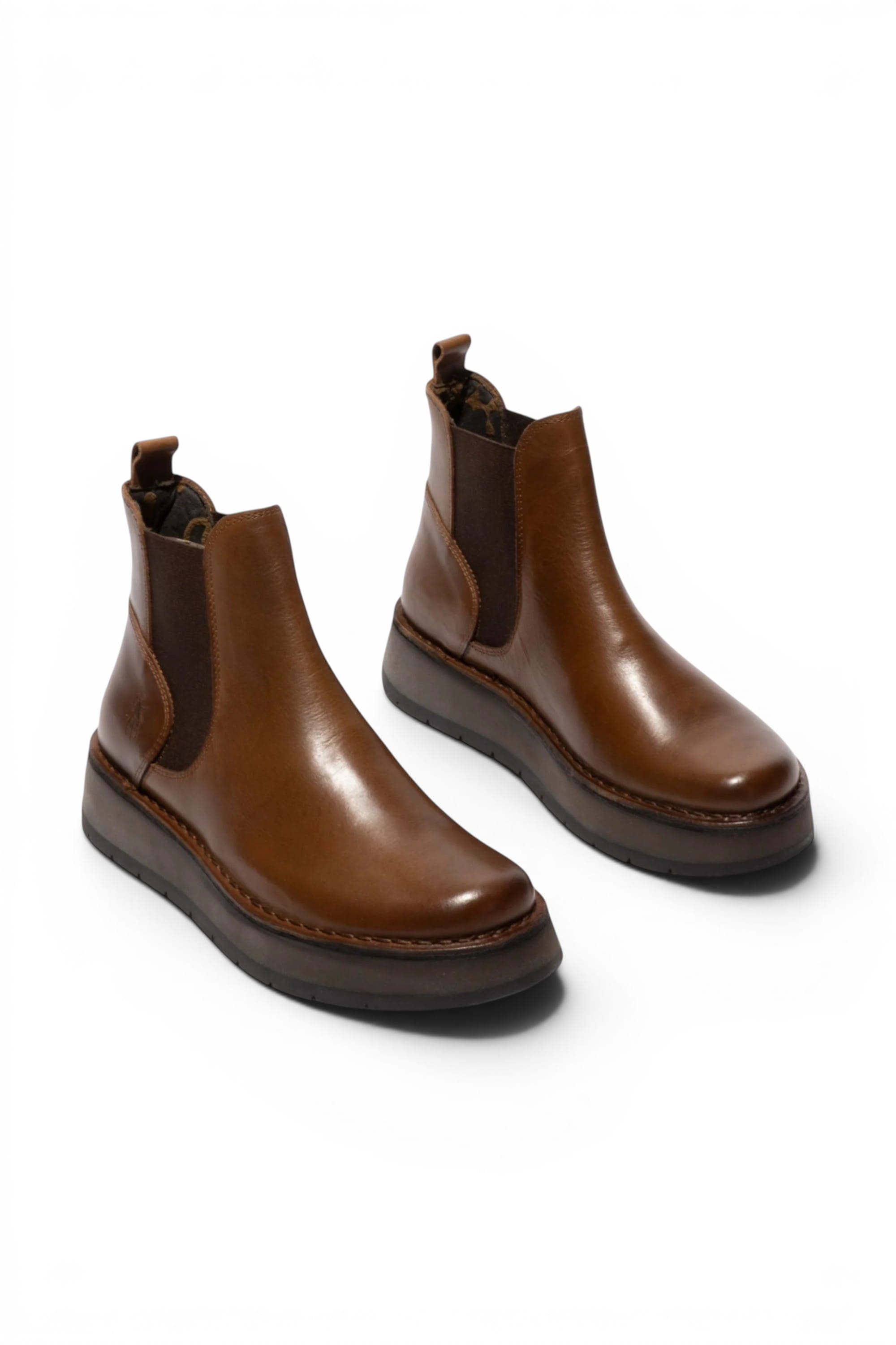 Brown Womens Heel Ankle Pull-On Boots RAWI131, Image 2 of 5