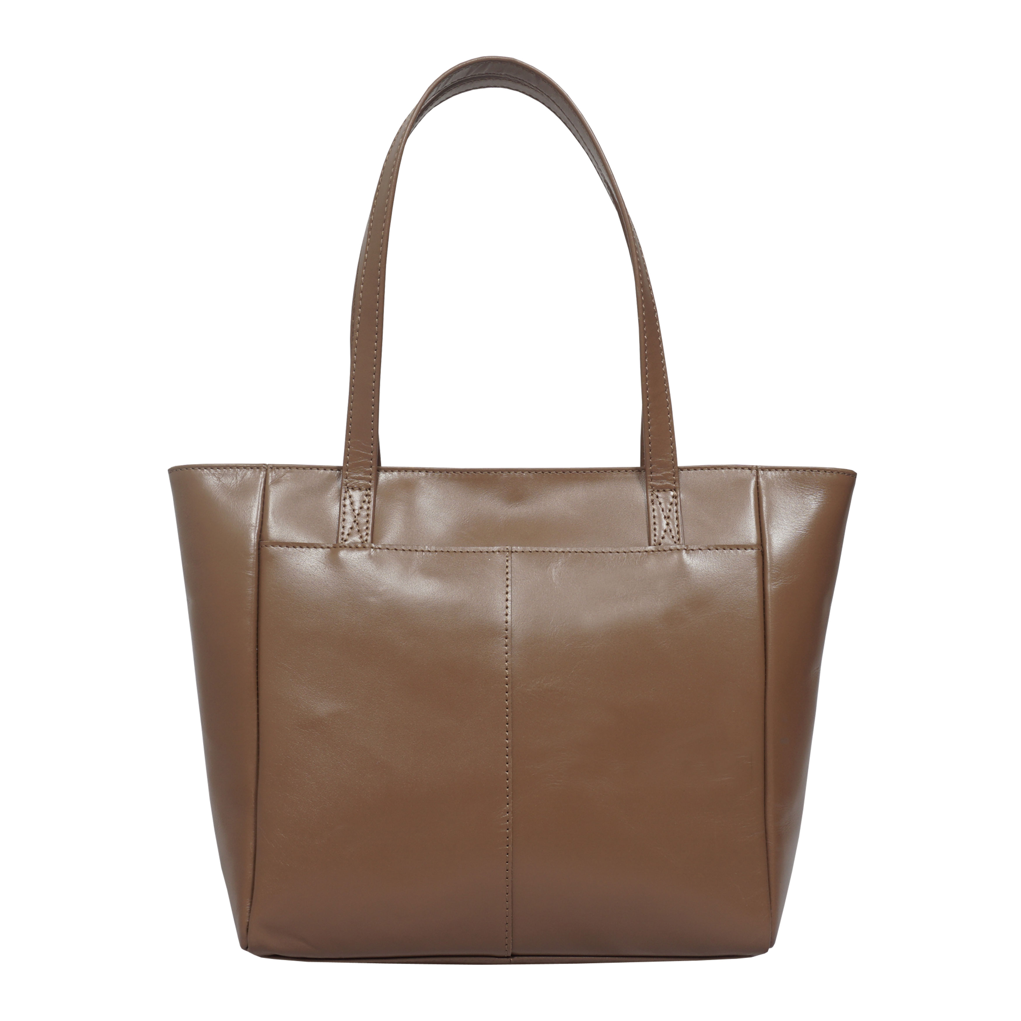 Tan 'LINDA' Smooth Real Leather Unlined Tote Bag, Image 2 of 5