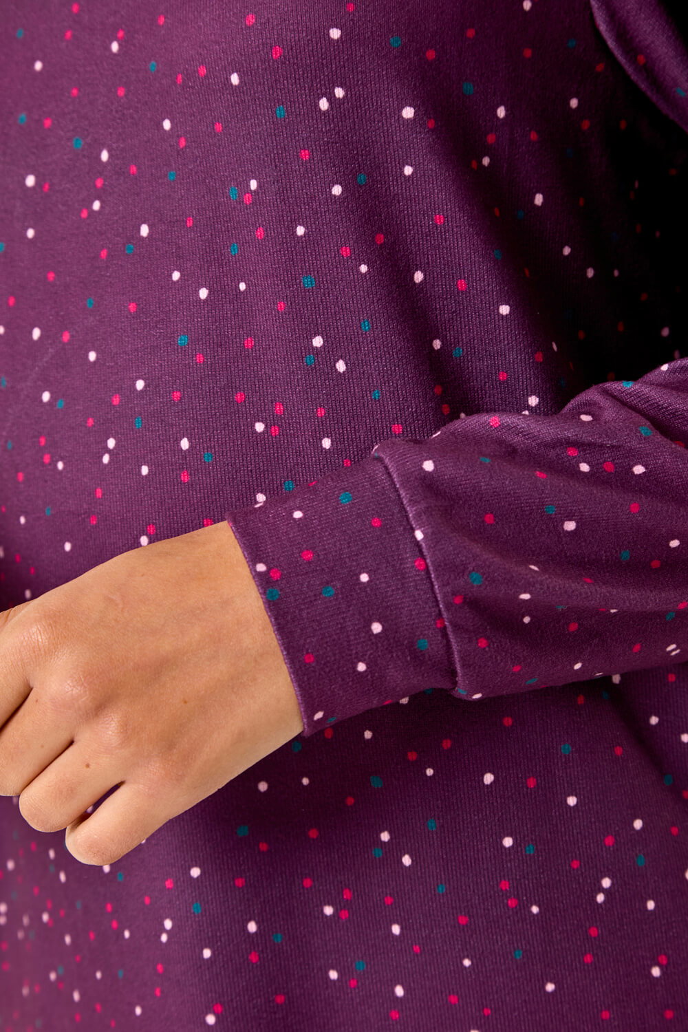 Plum Spot Print Pyjama Set, Image 6 of 5