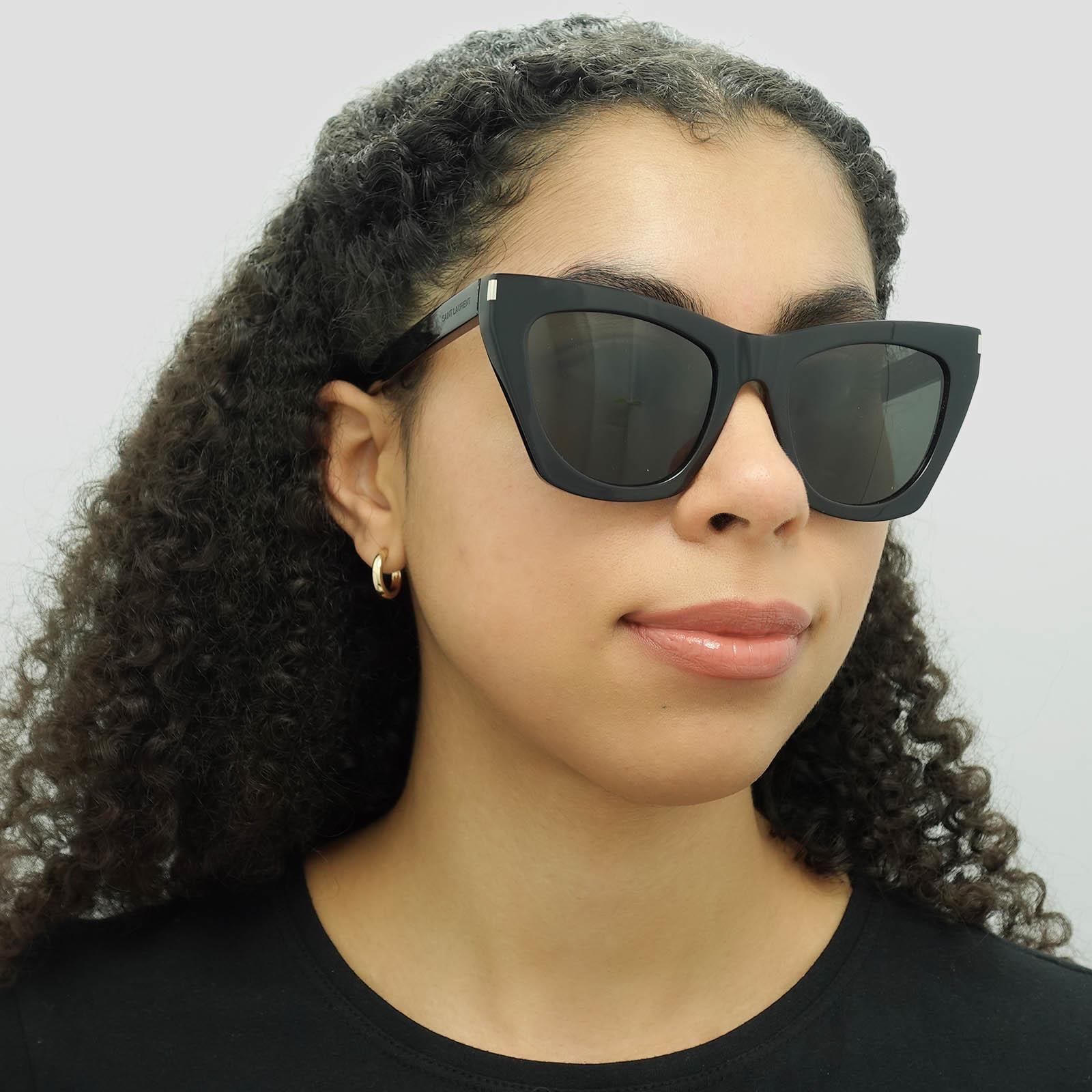 Black Cat Eye Black Grey SL 214 KATE Sunglasses, Image 5 of 6