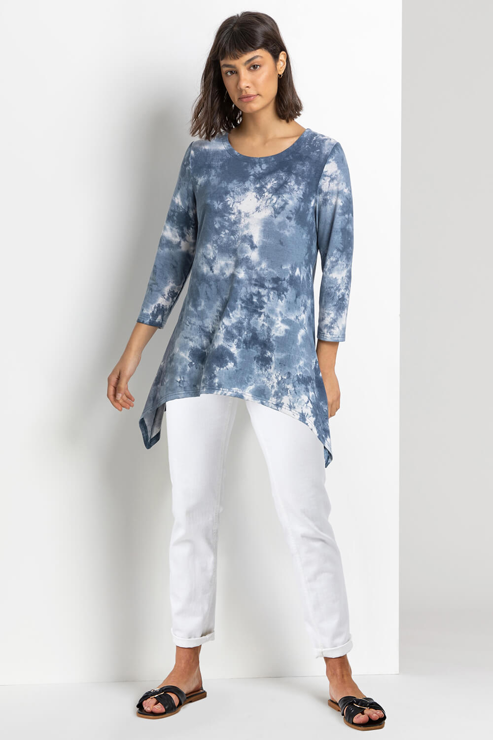 Blue Tie Dye Print Jersey Swing Top, Image 4 of 4