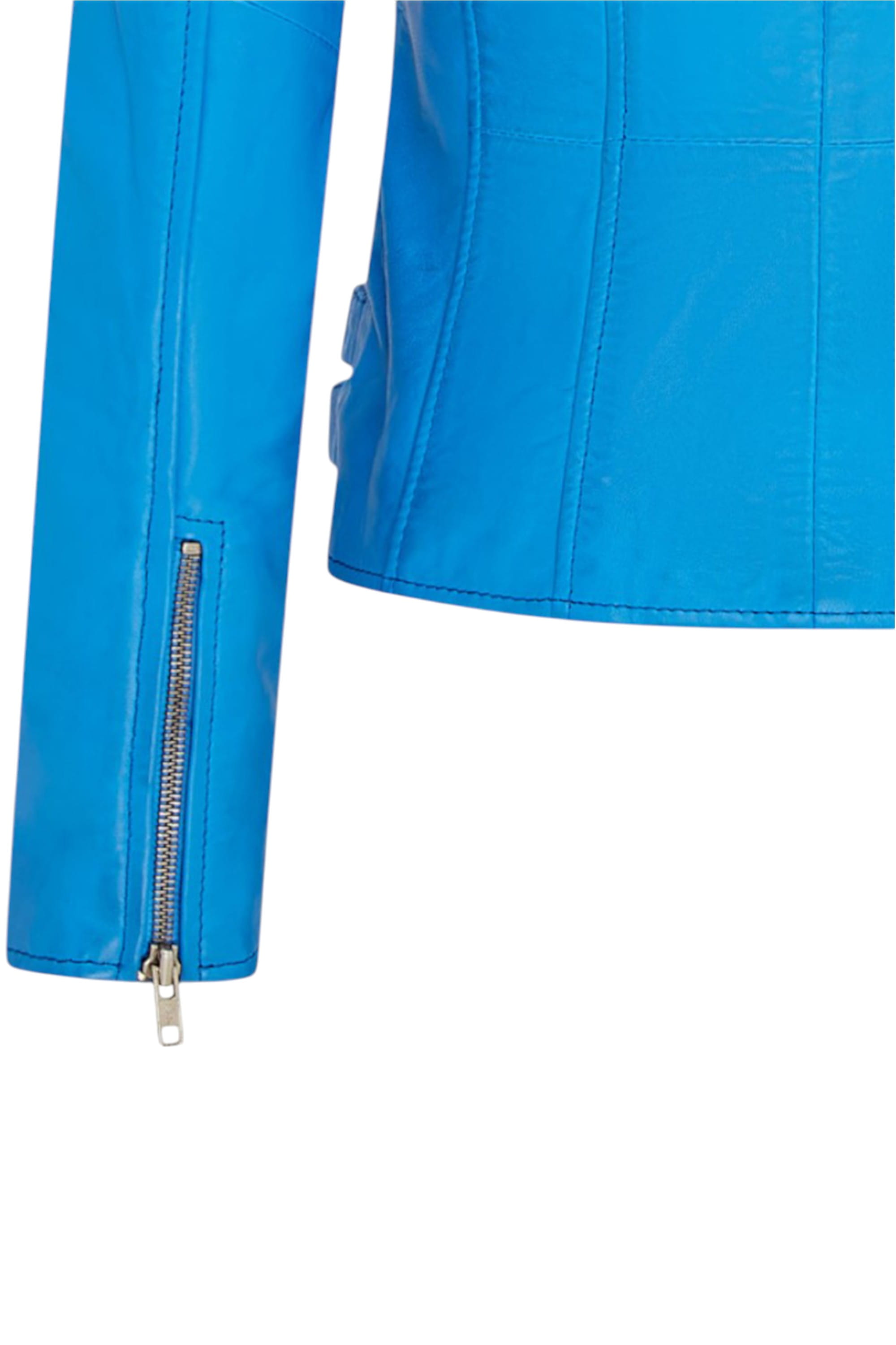 Blue Leather Brando Biker Jacket-Loddon, Image 5 of 5
