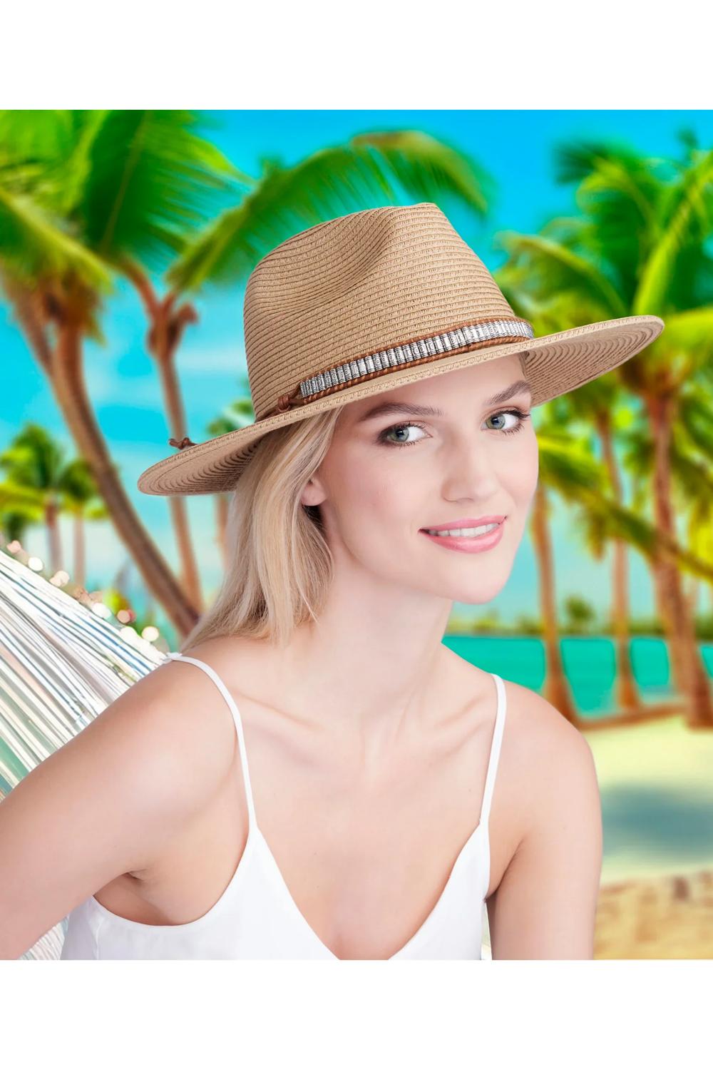 Beige Lexis - Woven Straw Wide Brim Sun Hat, Image 1 of 1