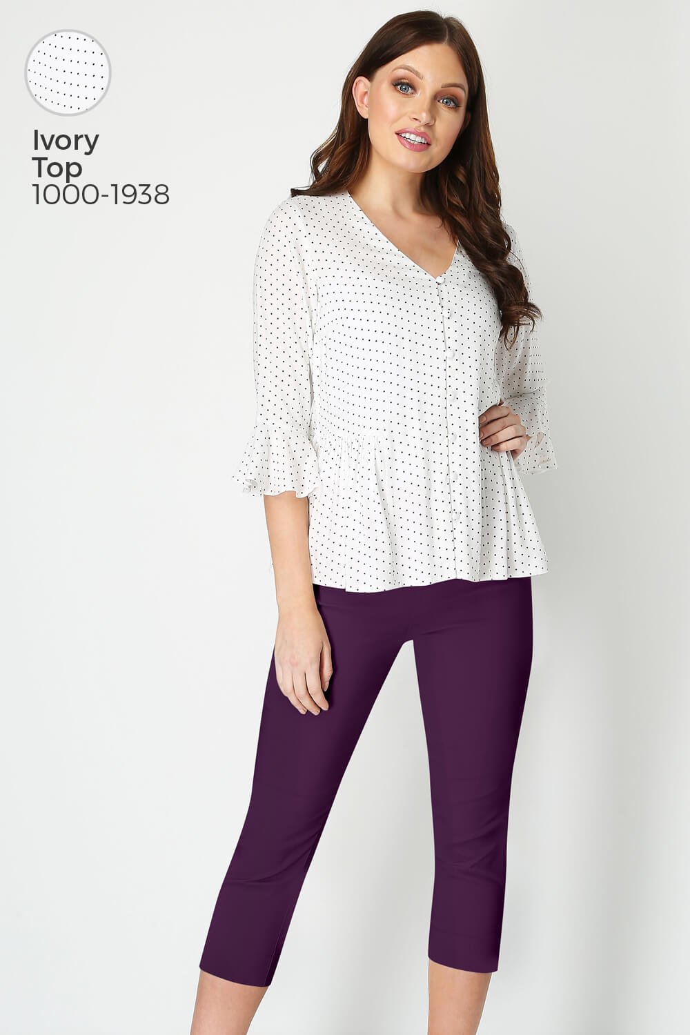 Plum Cropped Stretch Trouser, Image 5 of 7