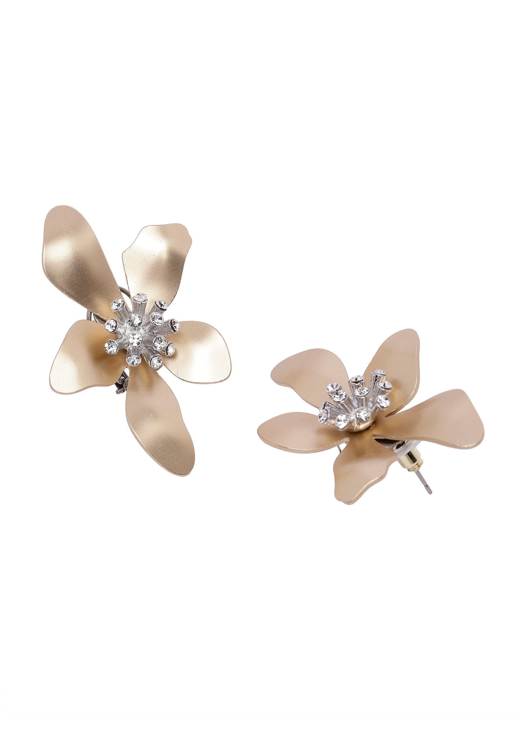 Gold AVANT-GARDE PARIS Gold Floral Stud Earrings, Image 3 of 5