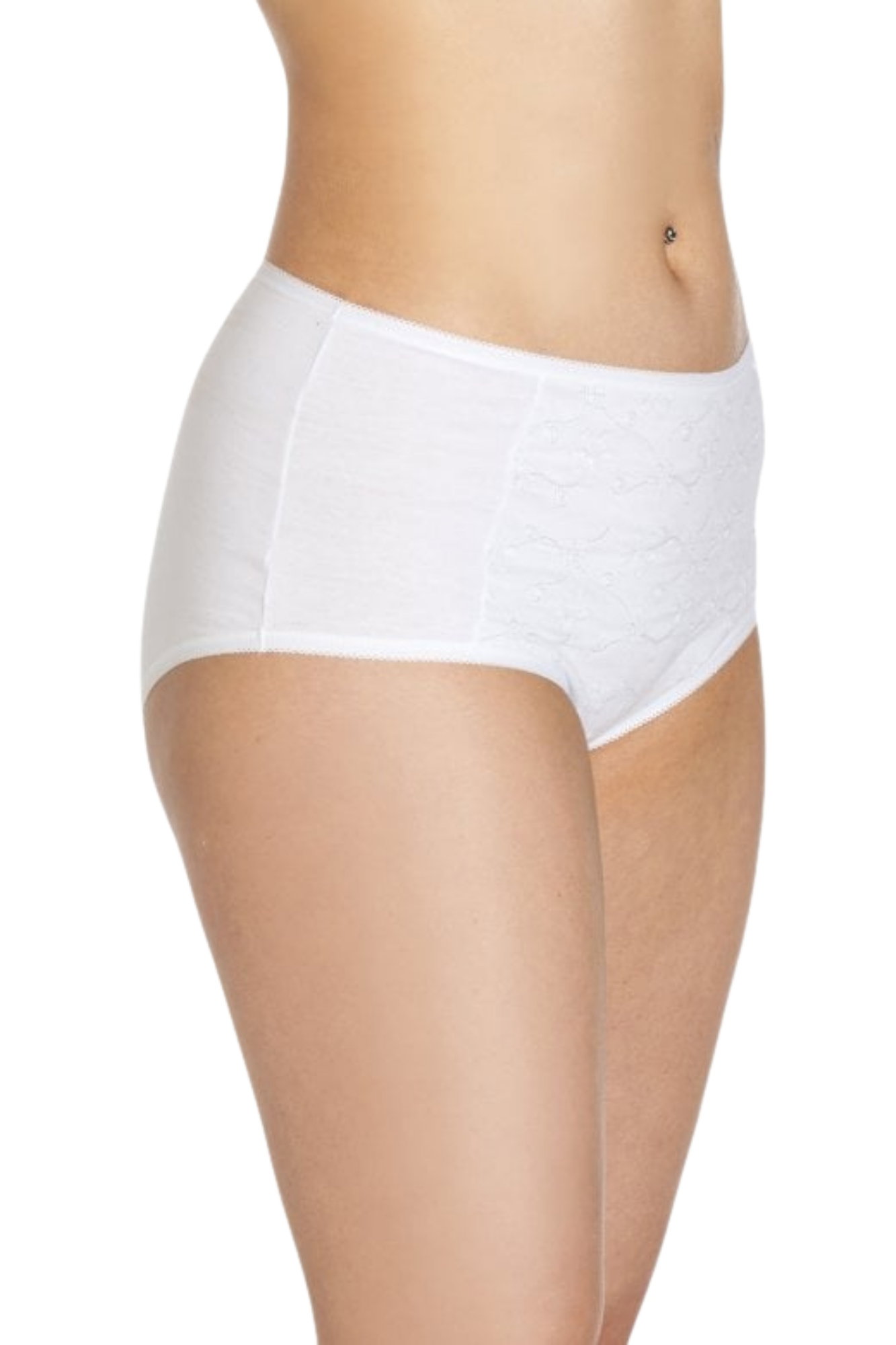 White Camille Lingerie White 2 Pack Floral Full Briefs, Image 5 of 5