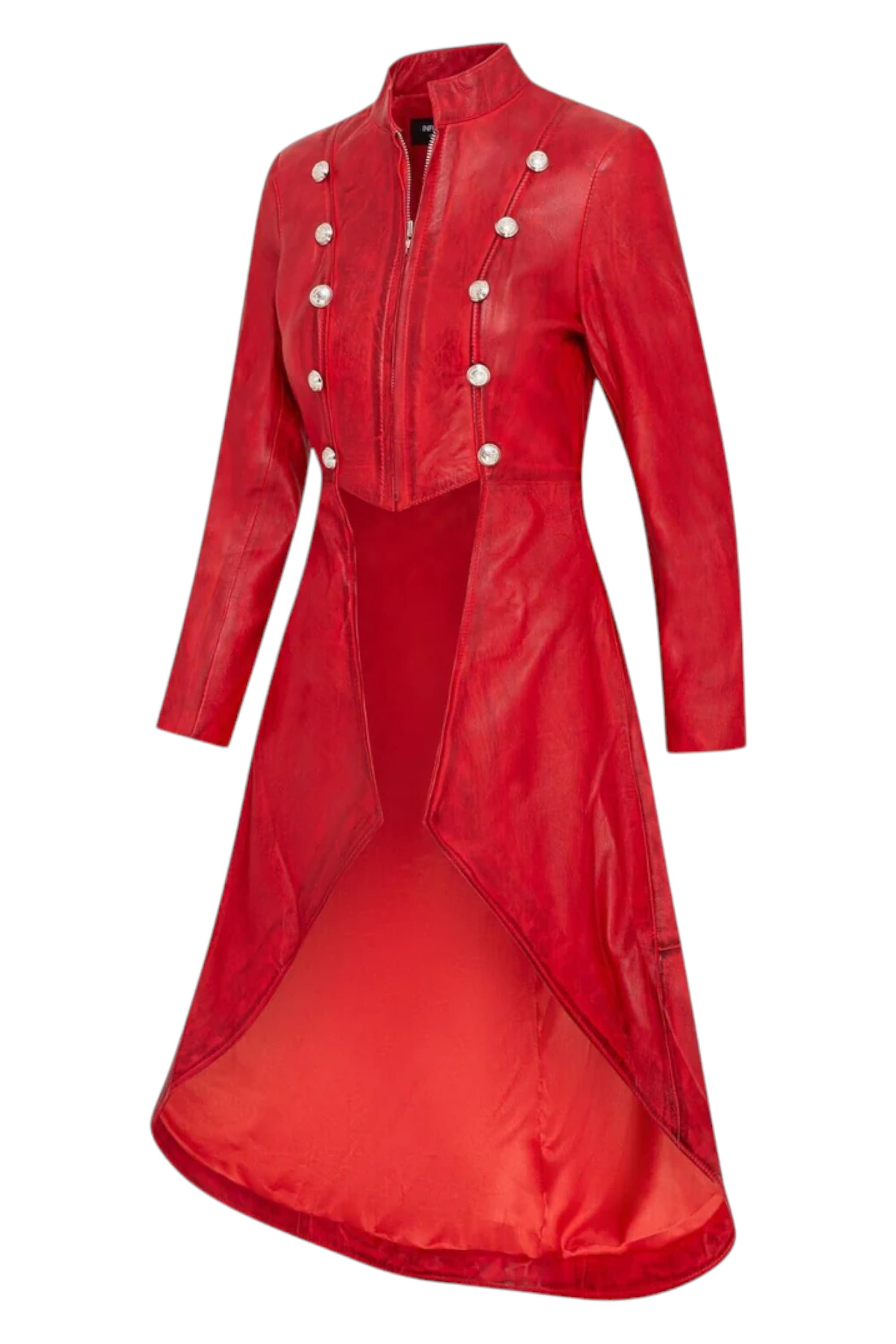 Red Gothic Full Edwardian Leather Coat, Image 2 of 5