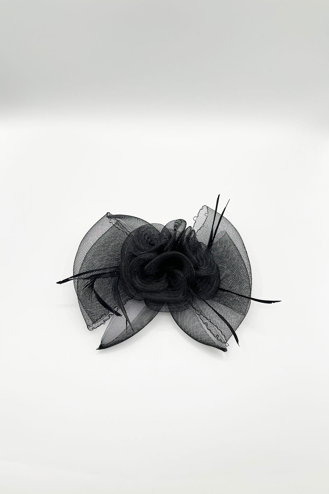 Black Rosette Bow Fascinator in Black, Image 2 of 2