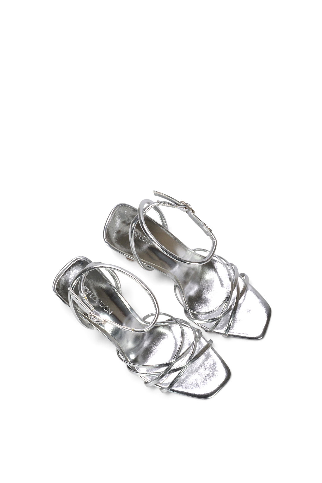 Silver 'Ottoline' Strappy Stiletto Heeled Sandals With Ankle Strap, Image 6 of 6