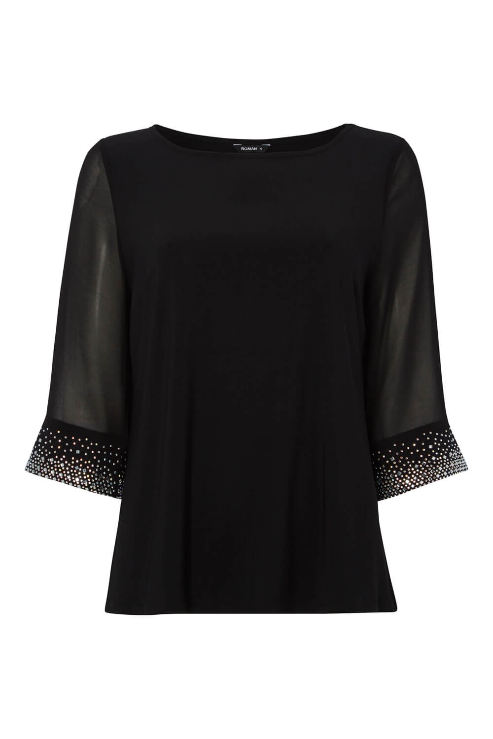 Black Embellished Cuff Top, Image 5 of 4