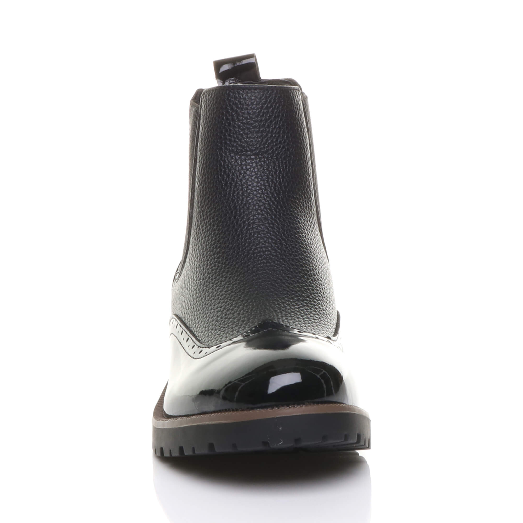 Black AJVANI Black Slip On Brogue Chelsea Ankle Boots, Image 6 of 6