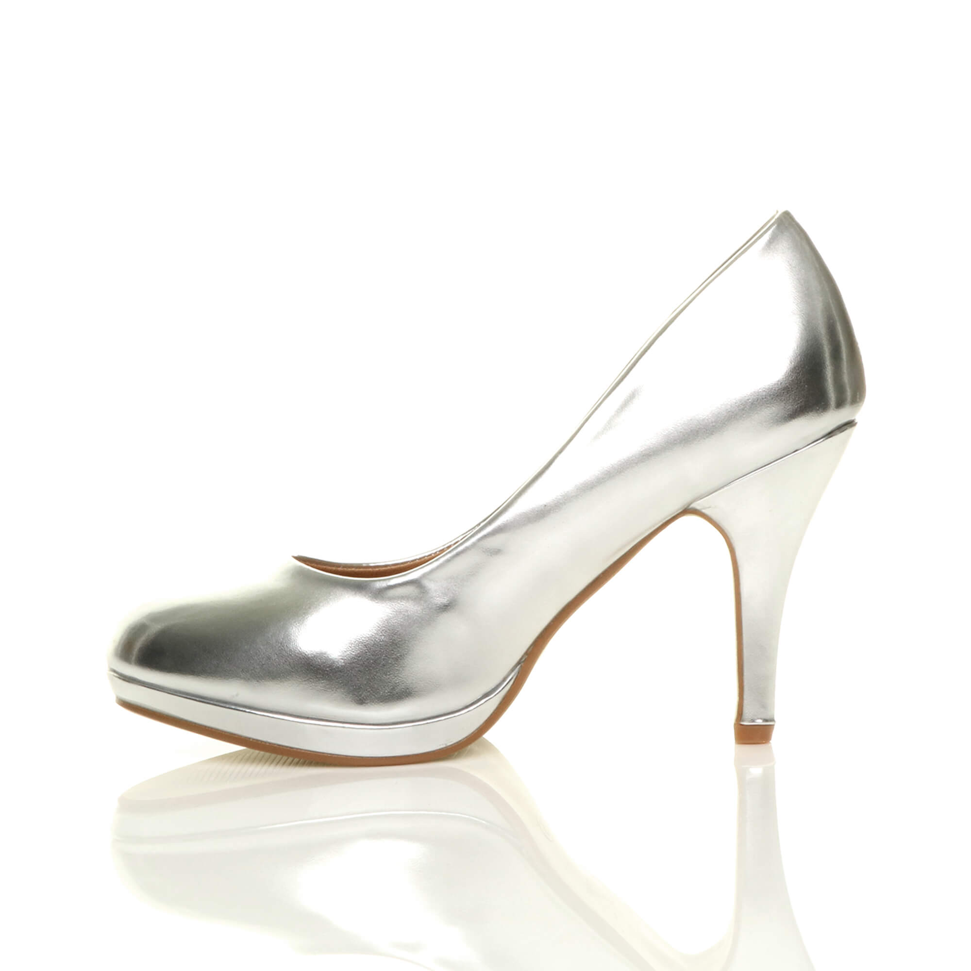 Silver AJVANI Silver High Heel Court Shoes, Image 3 of 6