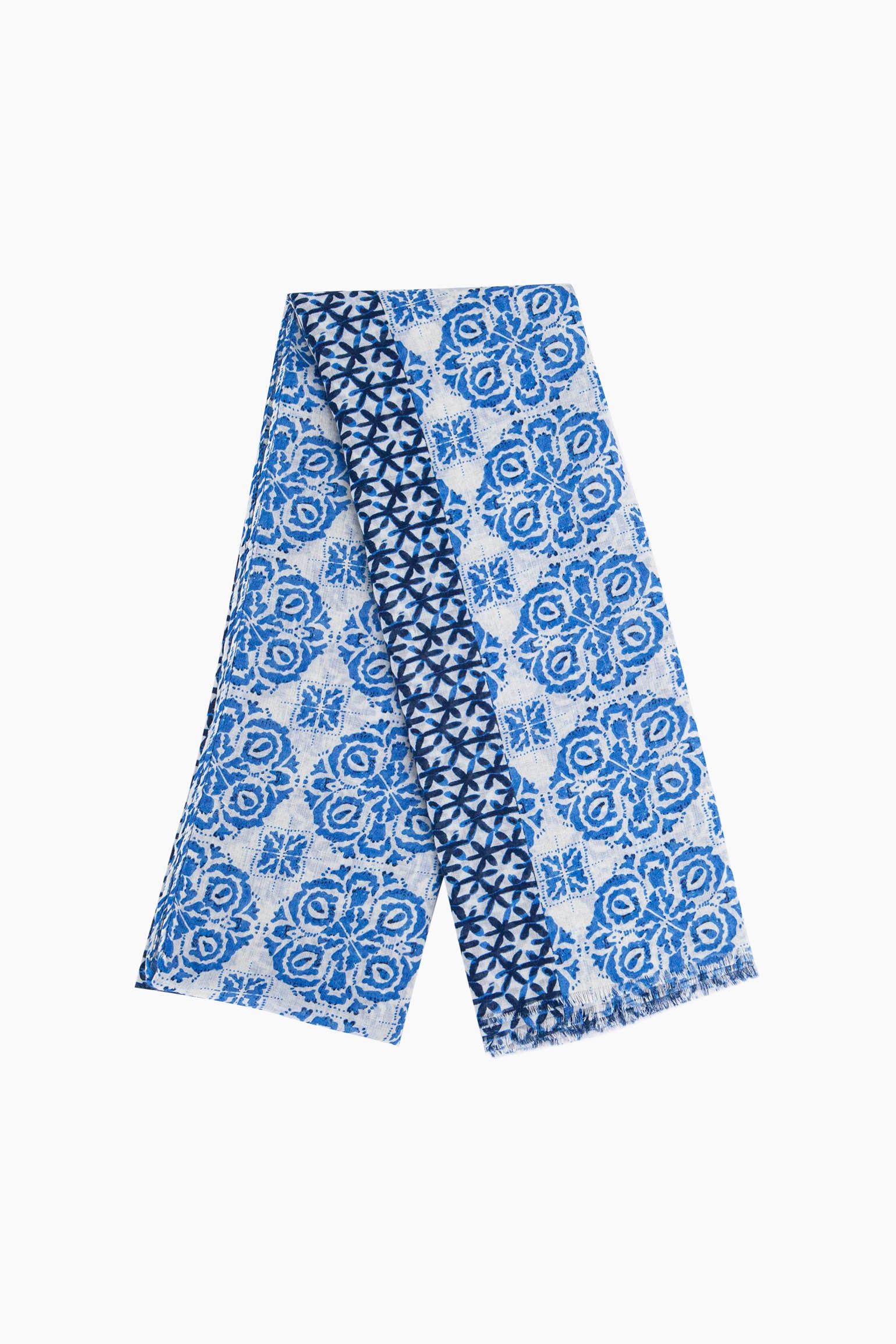 Blue Mosaic Floral Lightweight Scarf, Image 2 of 5