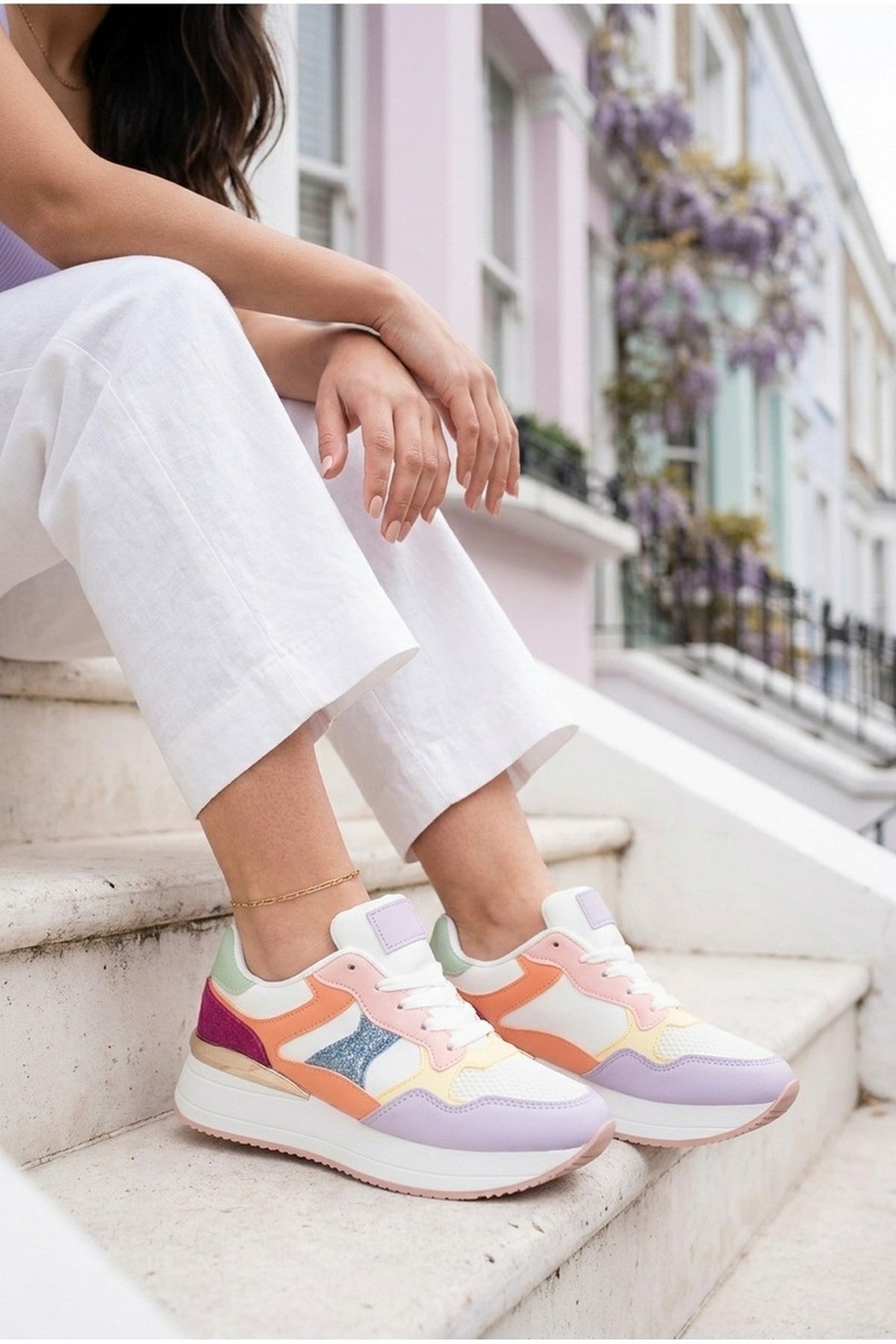Pink iKrush Pink Amber Womens Chunky Platform Trainers, Image 1 of 3