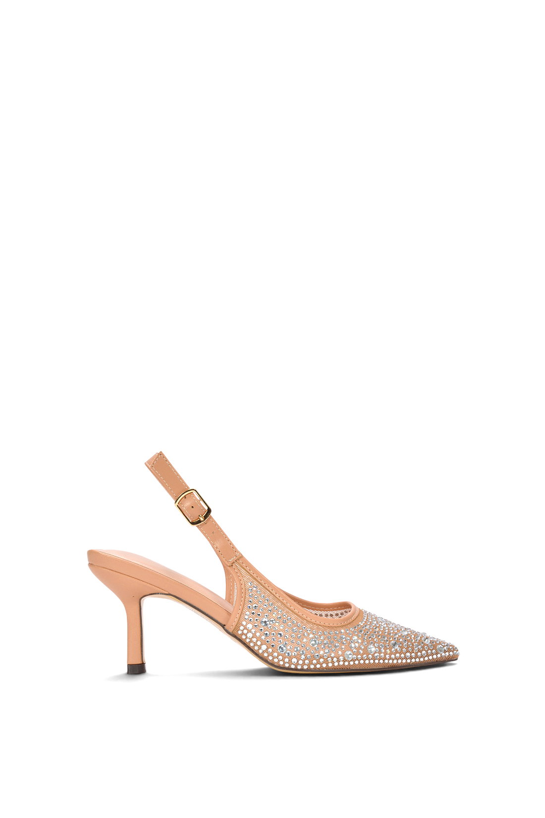 Black 'Leslie' Diamante Slingback Court Shoes With Low Kitten Heel