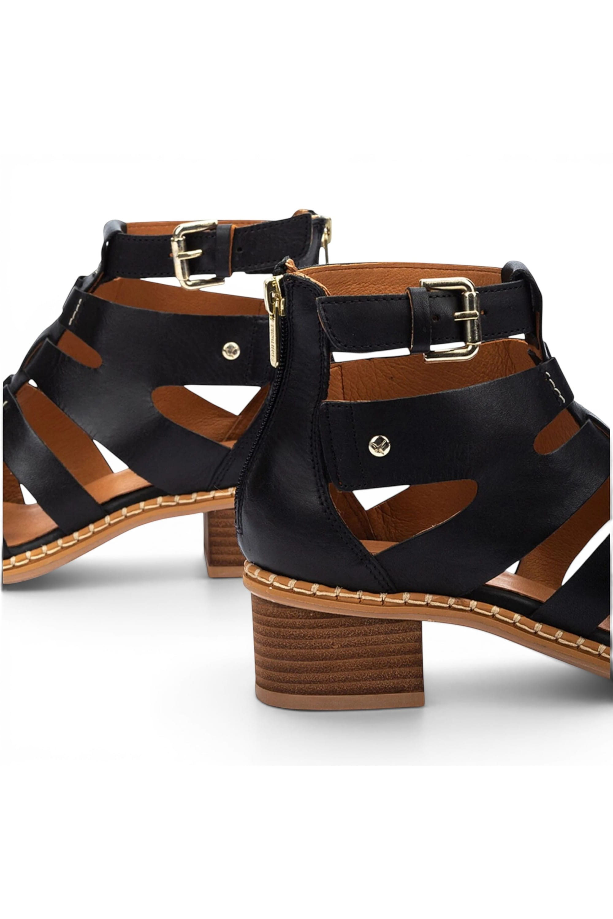 Black Womens Soft Block Heel Sandals W3H-1823, Image 6 of 8
