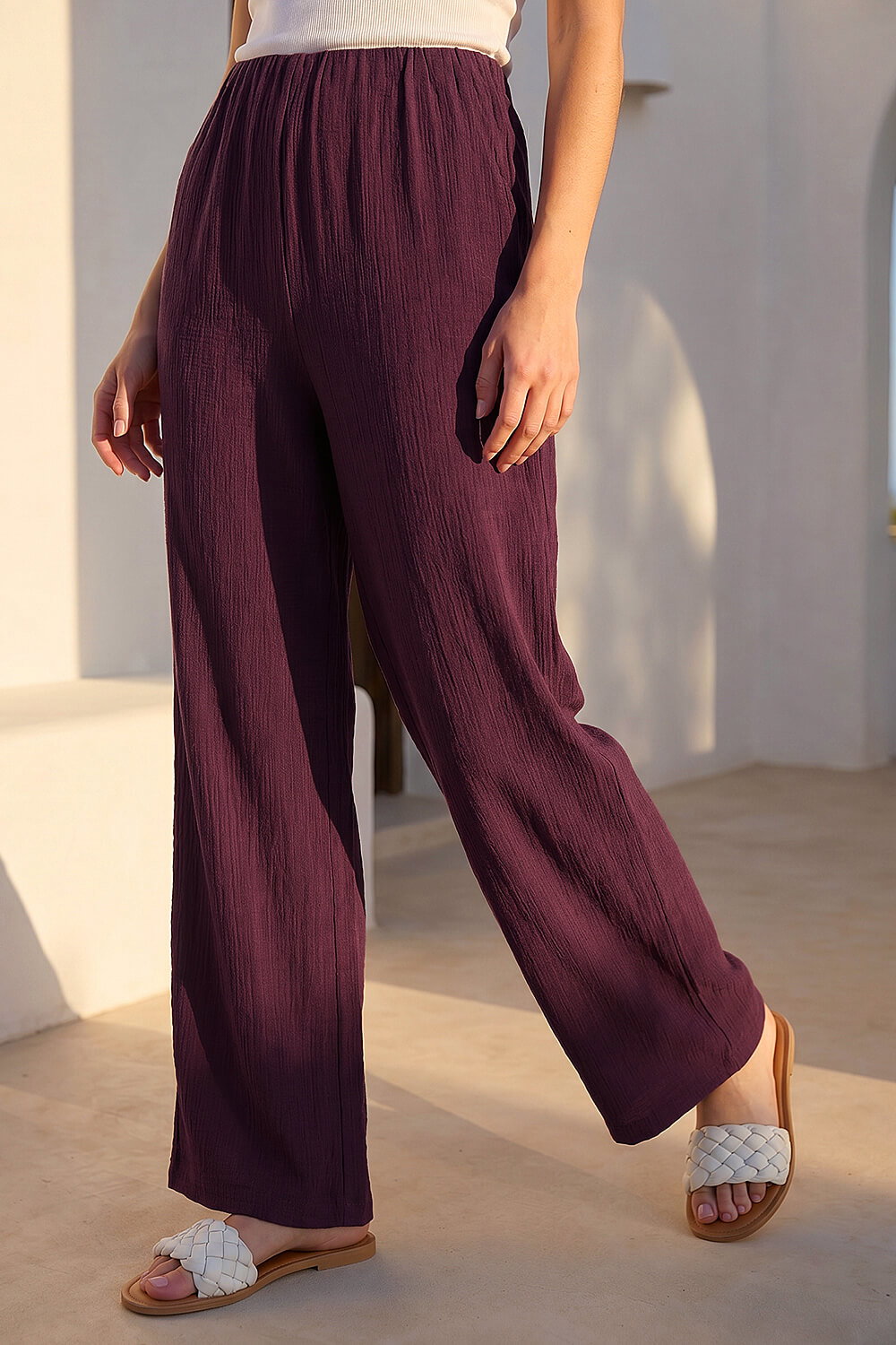 Wine Petite Textured Trouser, Image 3 of 4