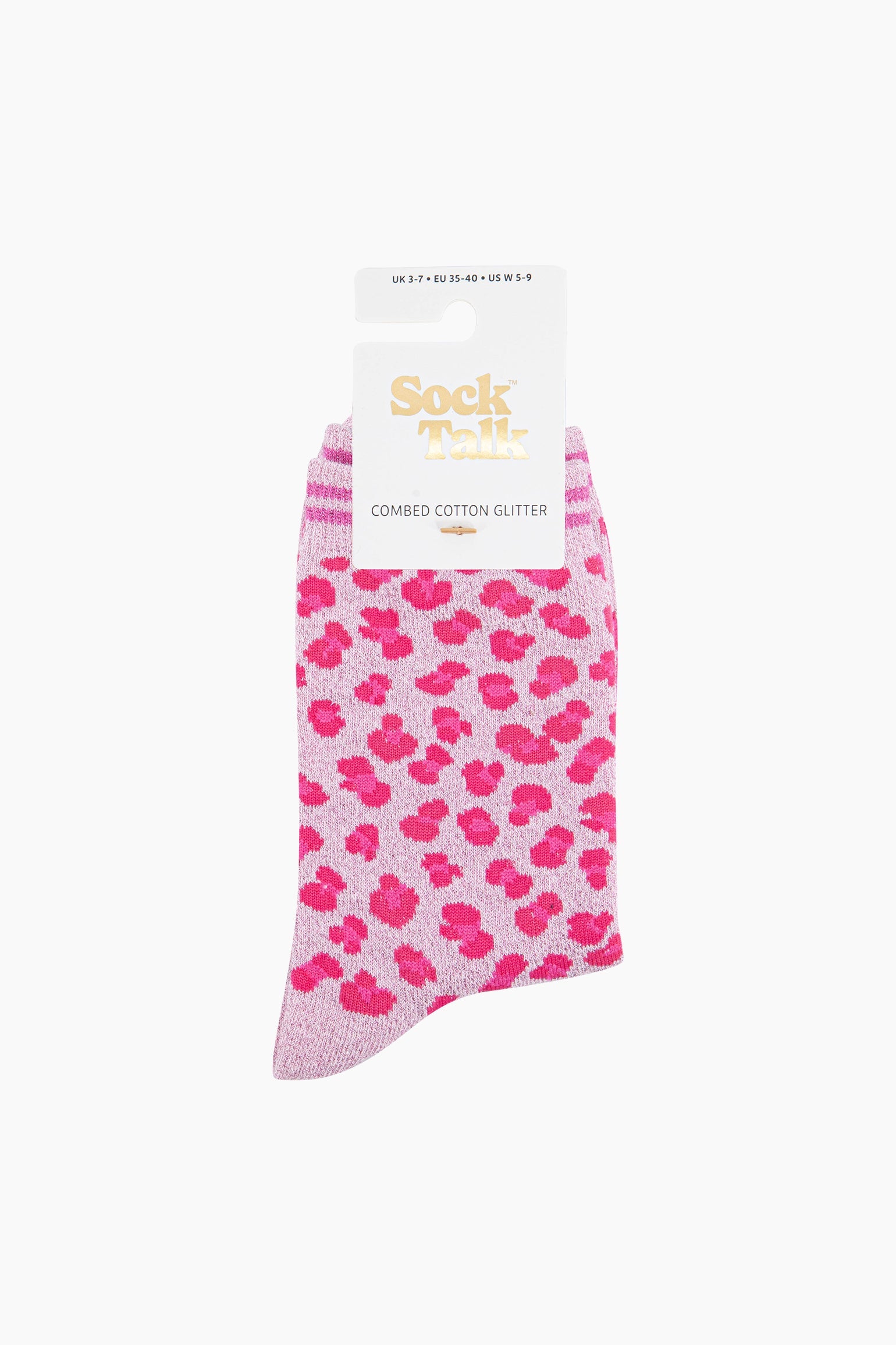 Light Pink Sock Talk Light Pink Leopard Combed Cotton Glitter Socks, Image 4 of 4