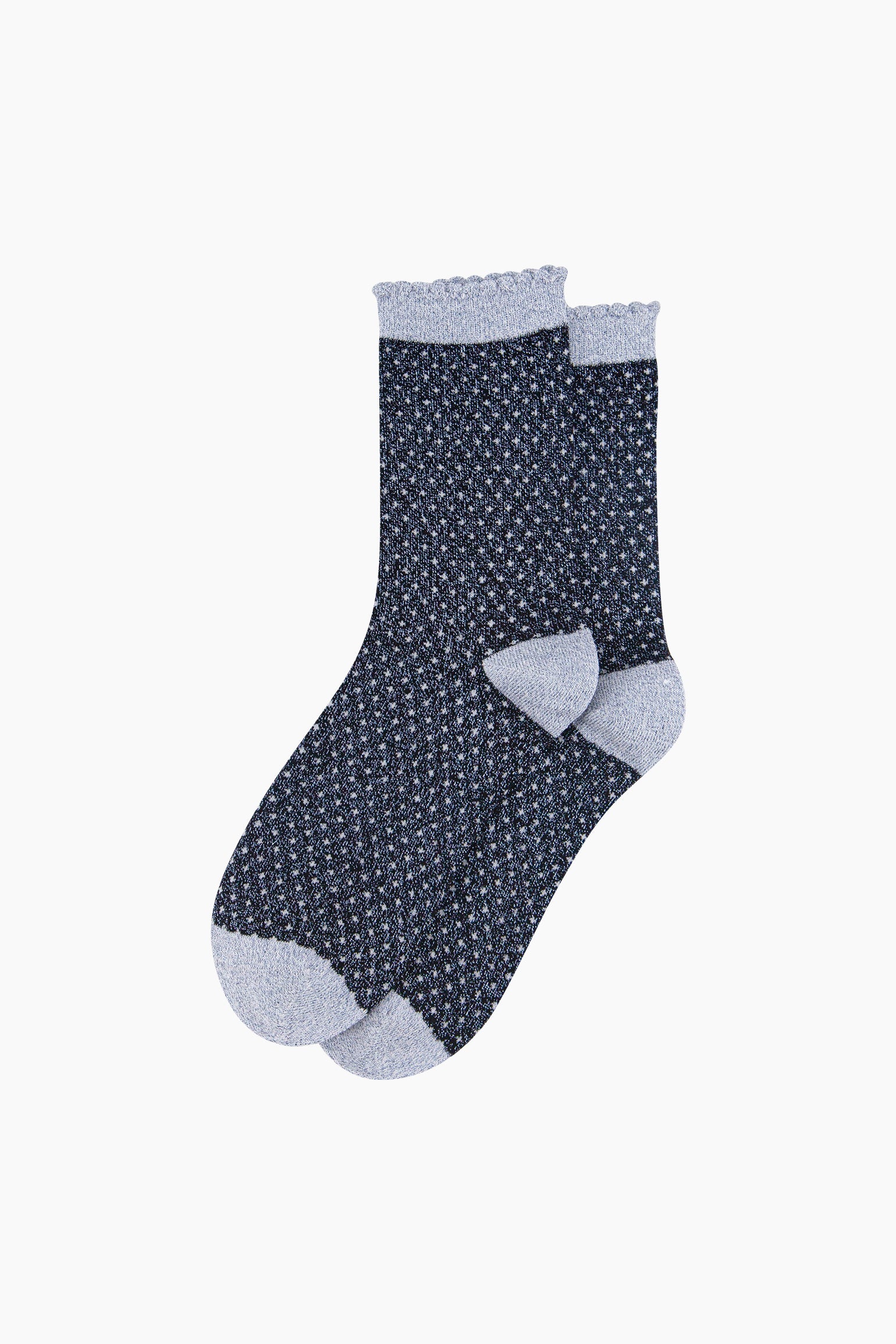 Navy Blue Sock Talk Navy Blue Polka Dots Combed Cotton Glitter Socks, Image 3 of 4