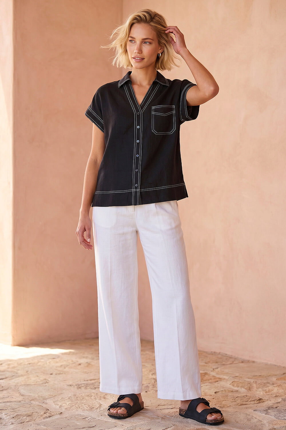 Black Contrast Stitch Shirt, Image 4 of 4