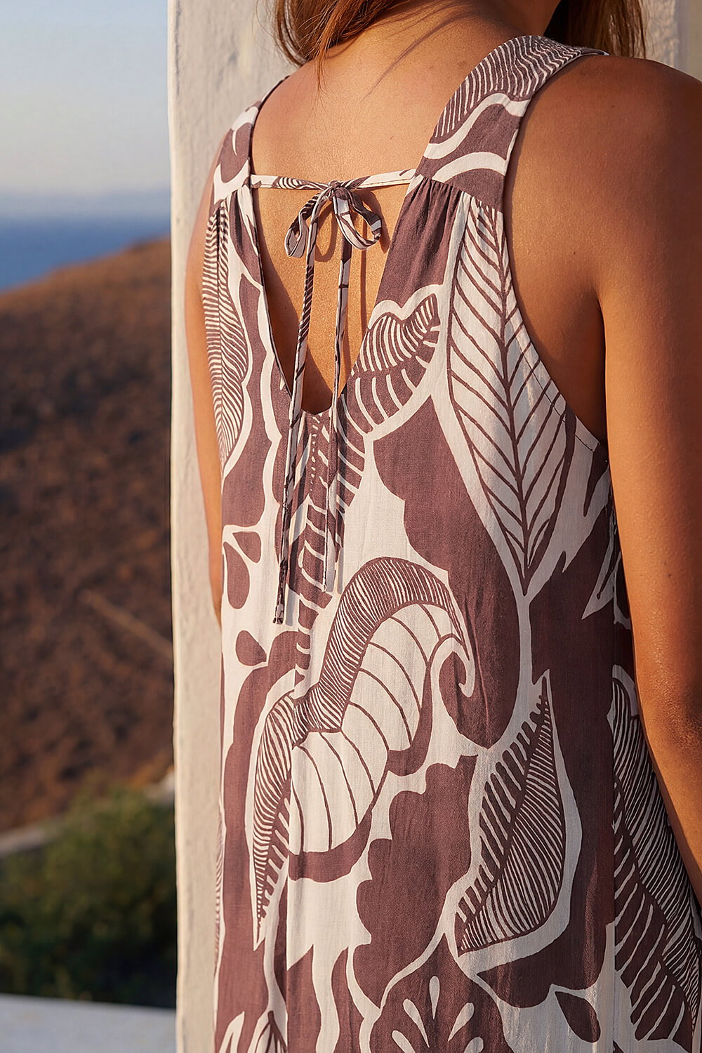 Chocolate Leaf Back Tie Dress, Image 5 of 4