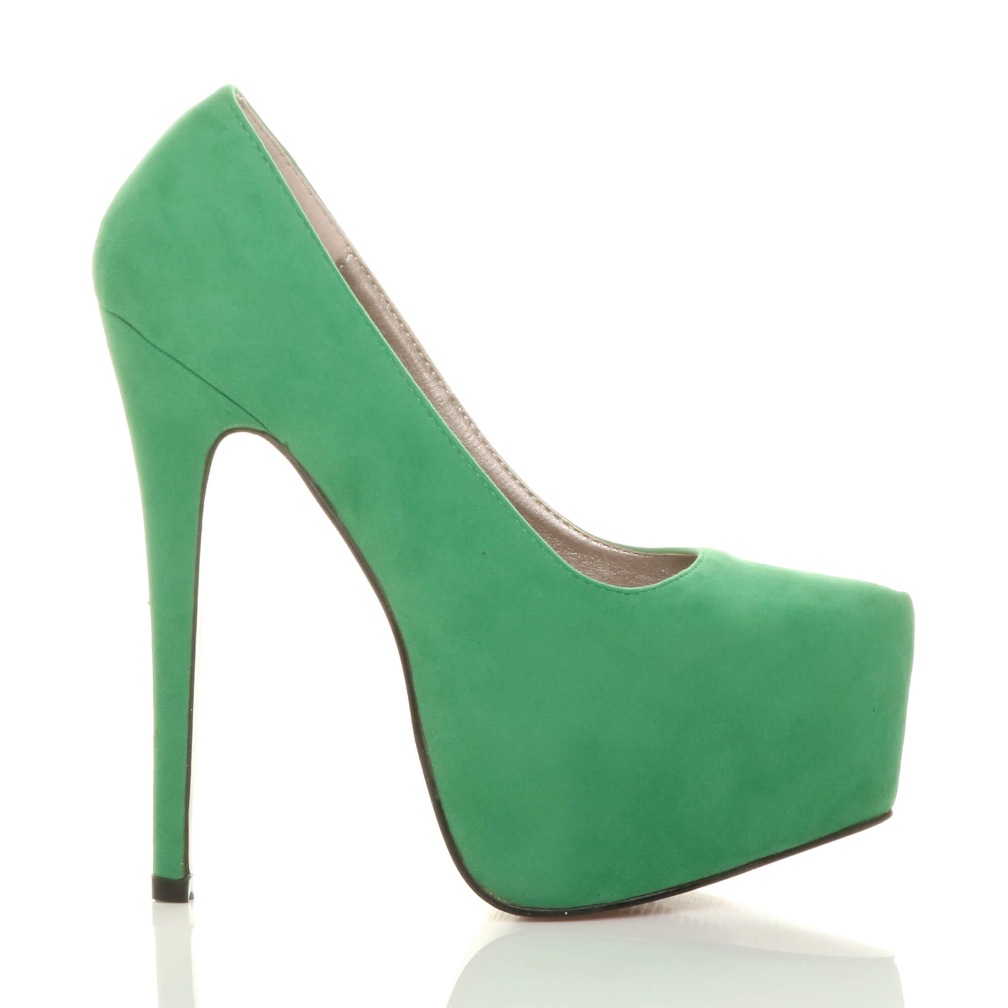 Green AJVANI Green High Heel Platform Court Shoes, Image 2 of 6