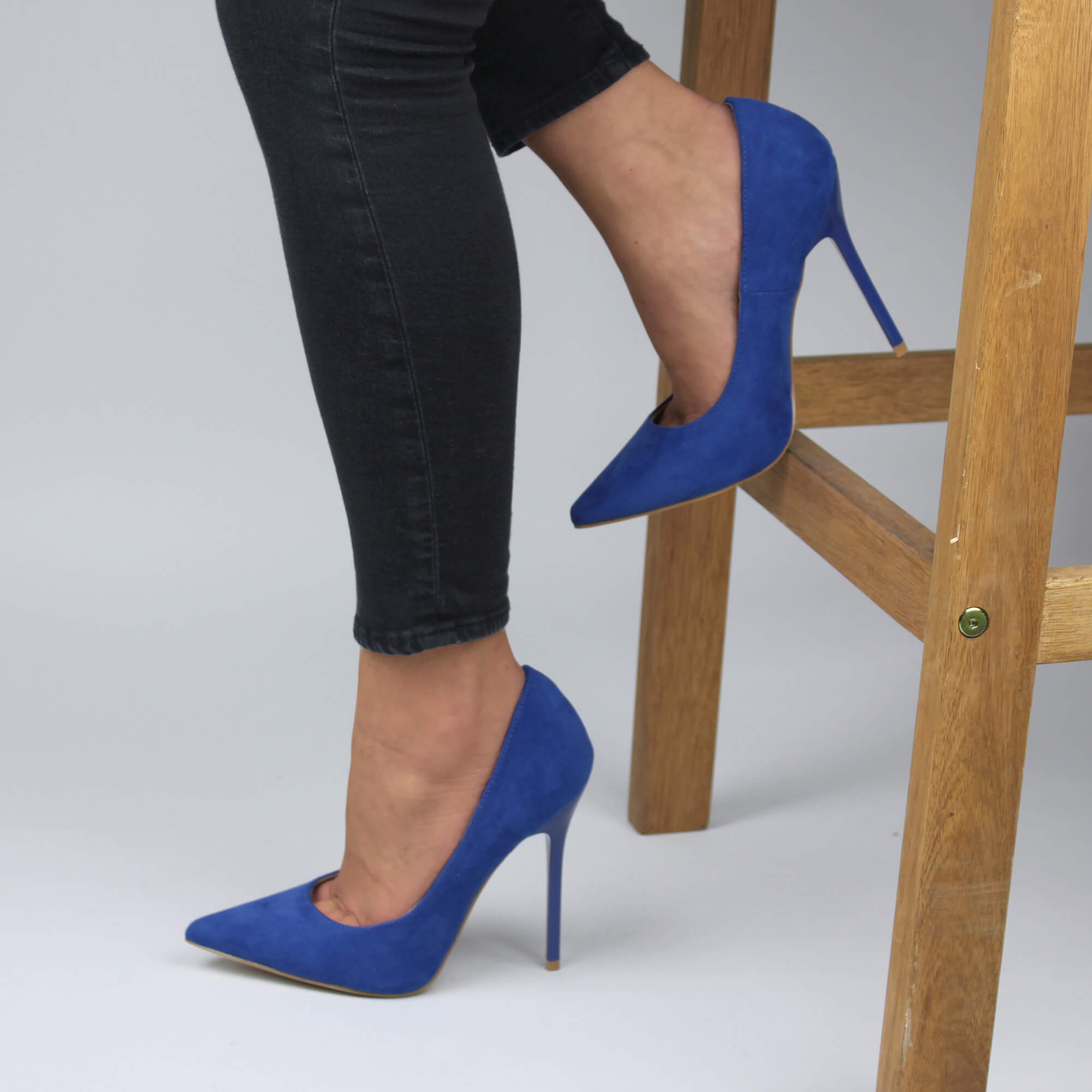 Royal Blue AJVANI Royal Blue High Stiletto Heel Pointed Toe Court Shoes, Image 5 of 6