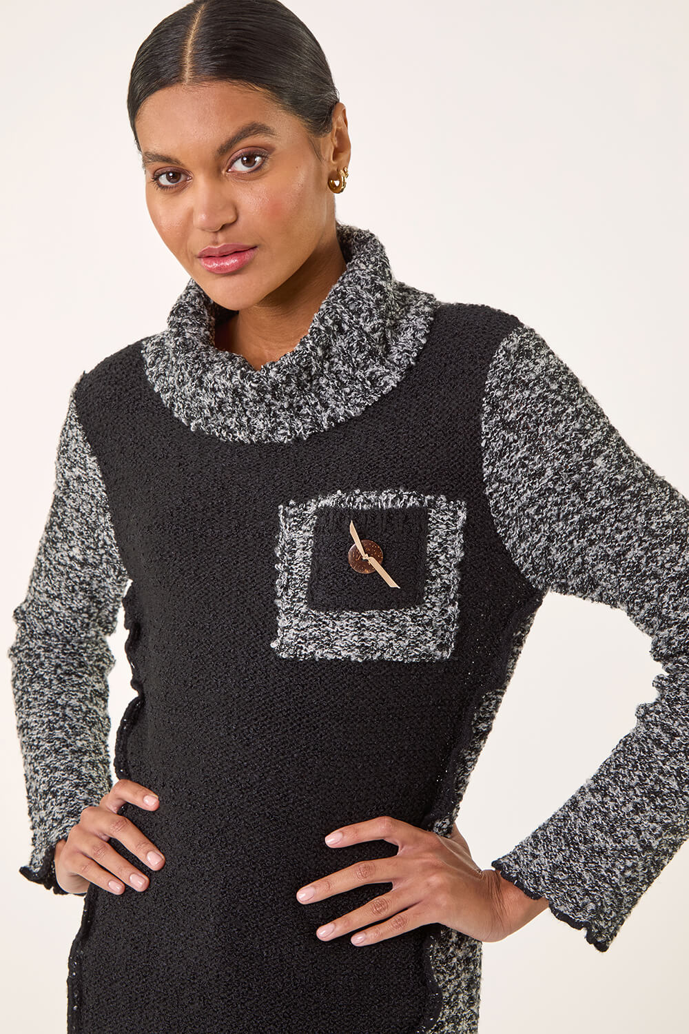 Black Textured Pocket Knit Jumper, Image 5 of 5